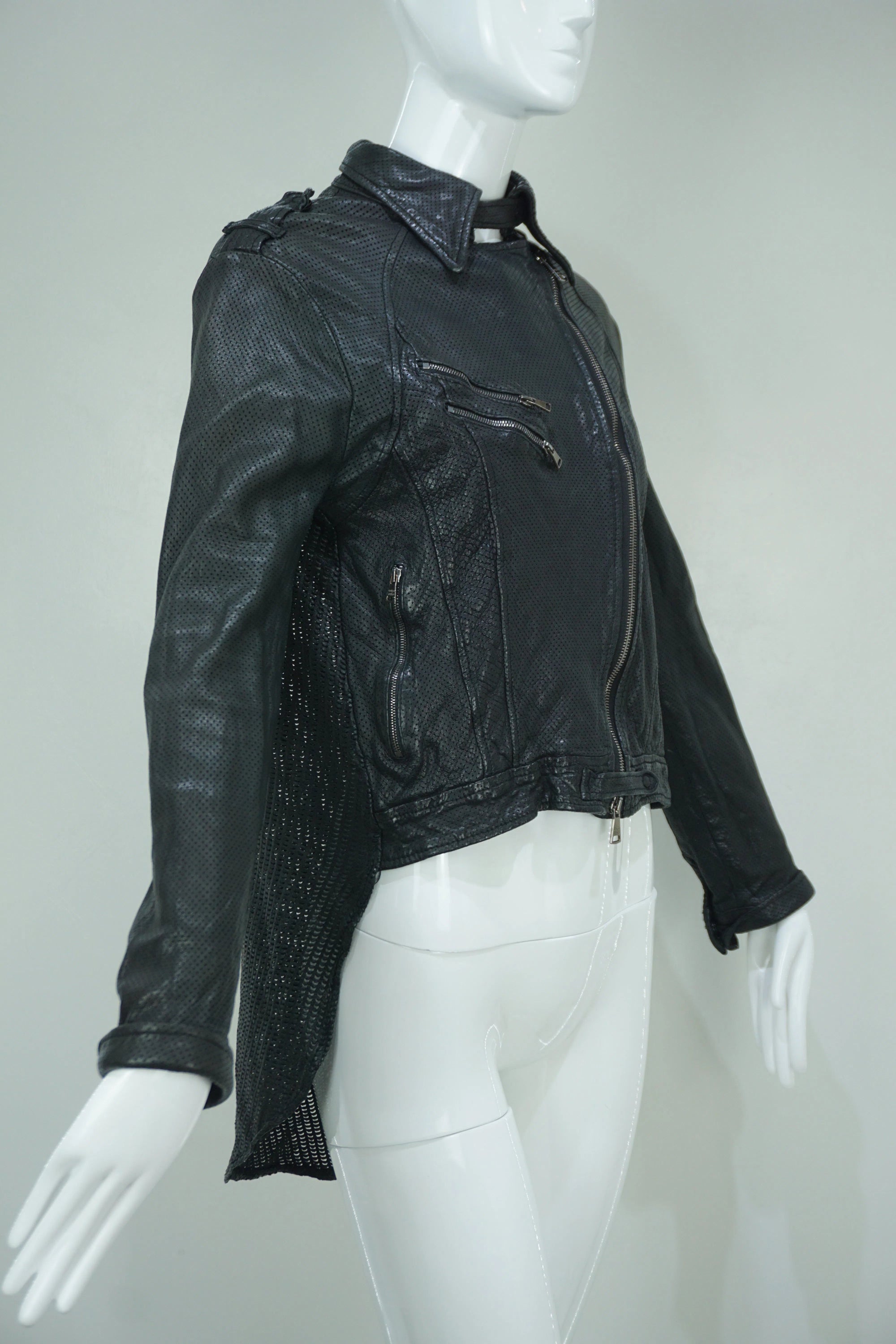 Giorgio Brato Preforated Leather Motorcycle Jacket