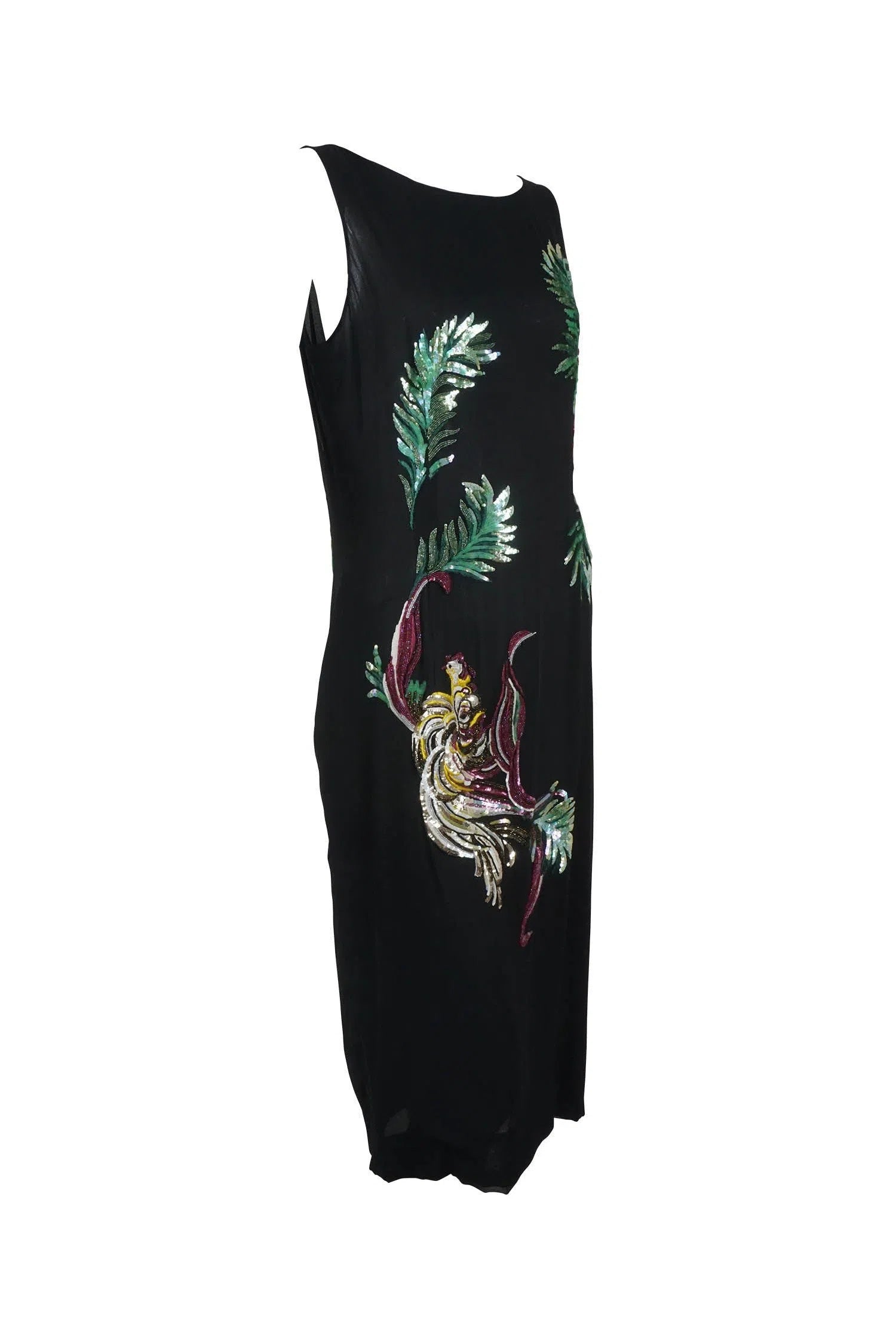 Givenchy Couture by Alexander McQueen Vintage 1997 Sequin Embroidered Bird Dress - Foxy Couture Carmel
