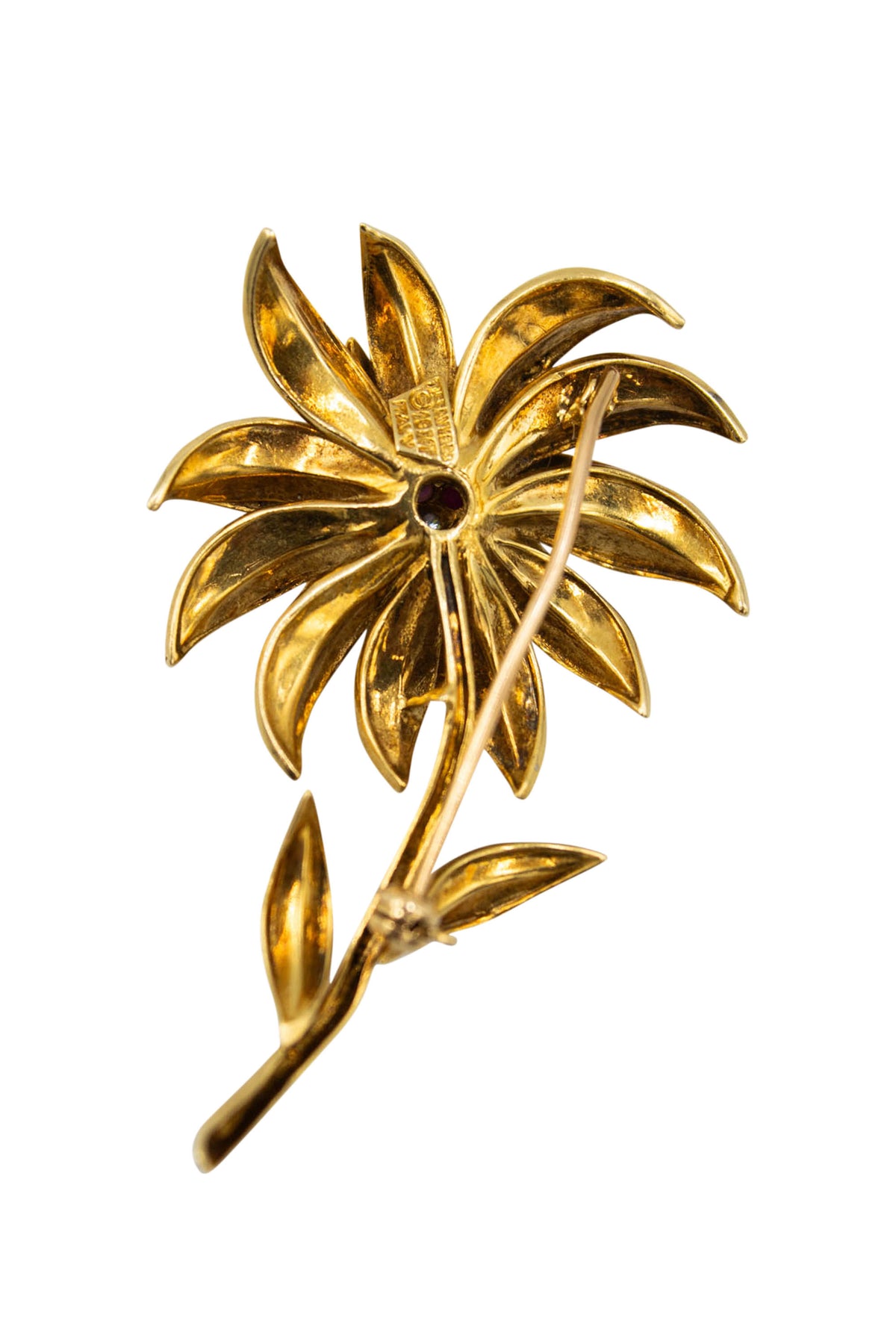 Tiffany & Co. 18k Gold Pink Sapphire and Diamond Flower Brooch