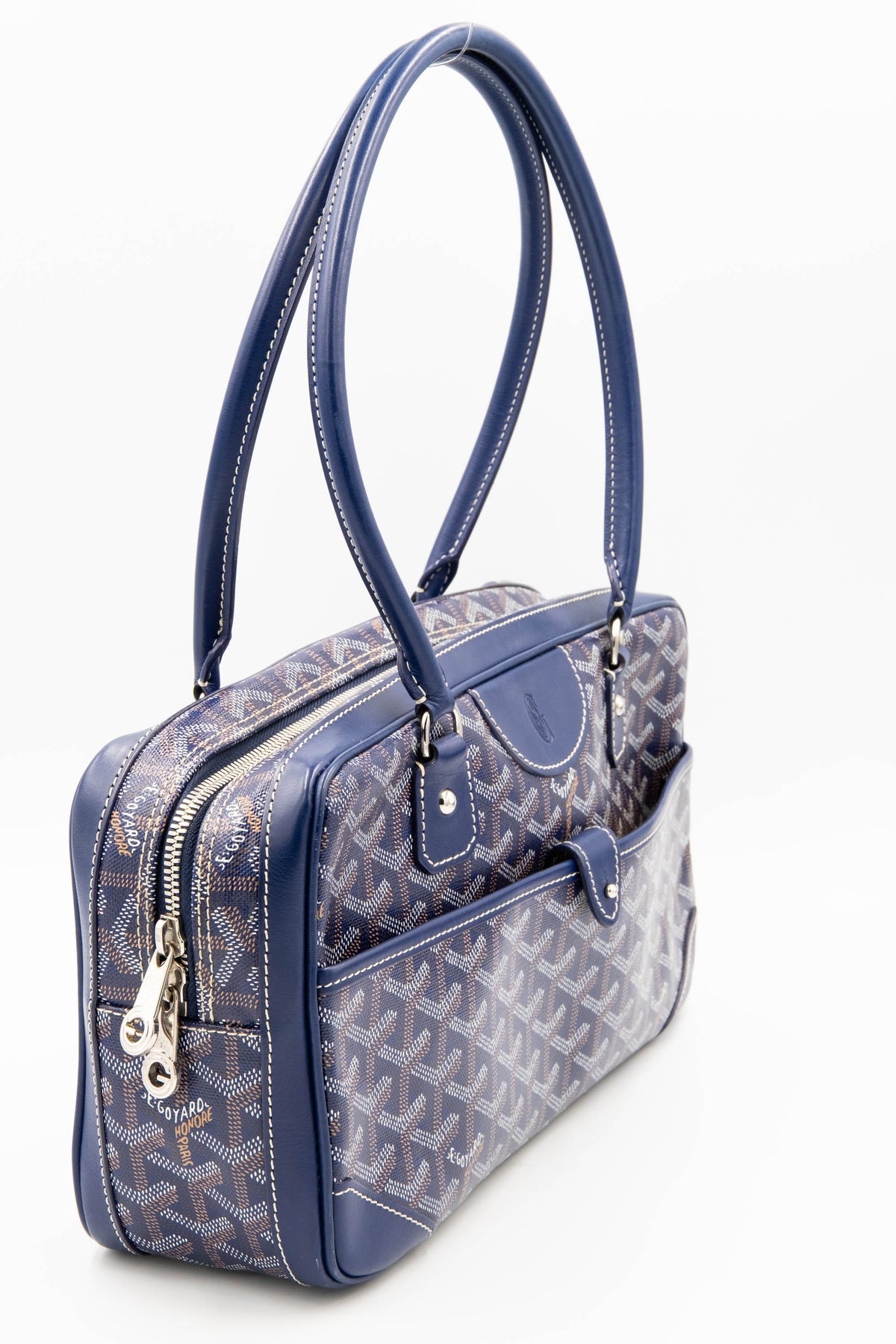 Goyard Blue Goyardine St. Martin Dual Handle Purse