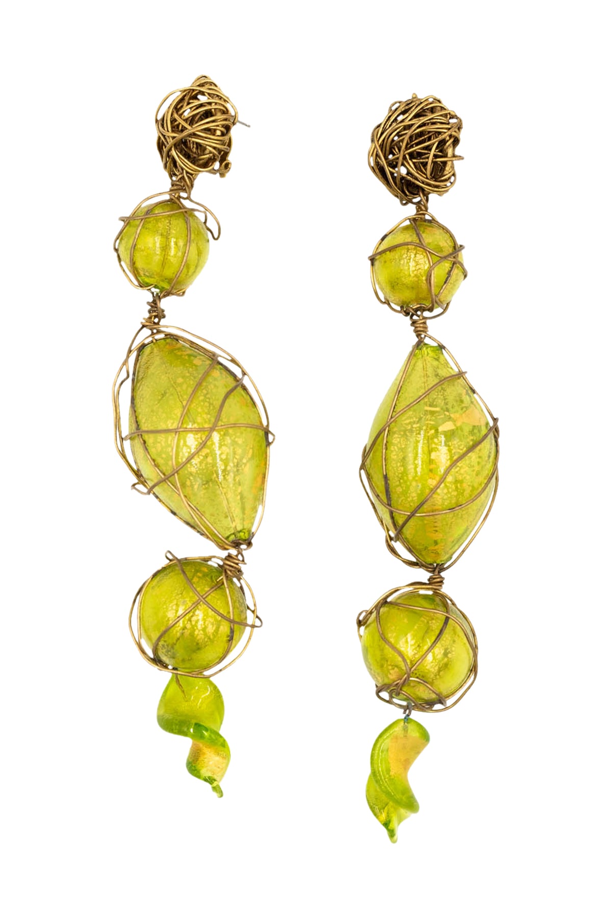 Vintage Green Murano Glass Drop Earrings
