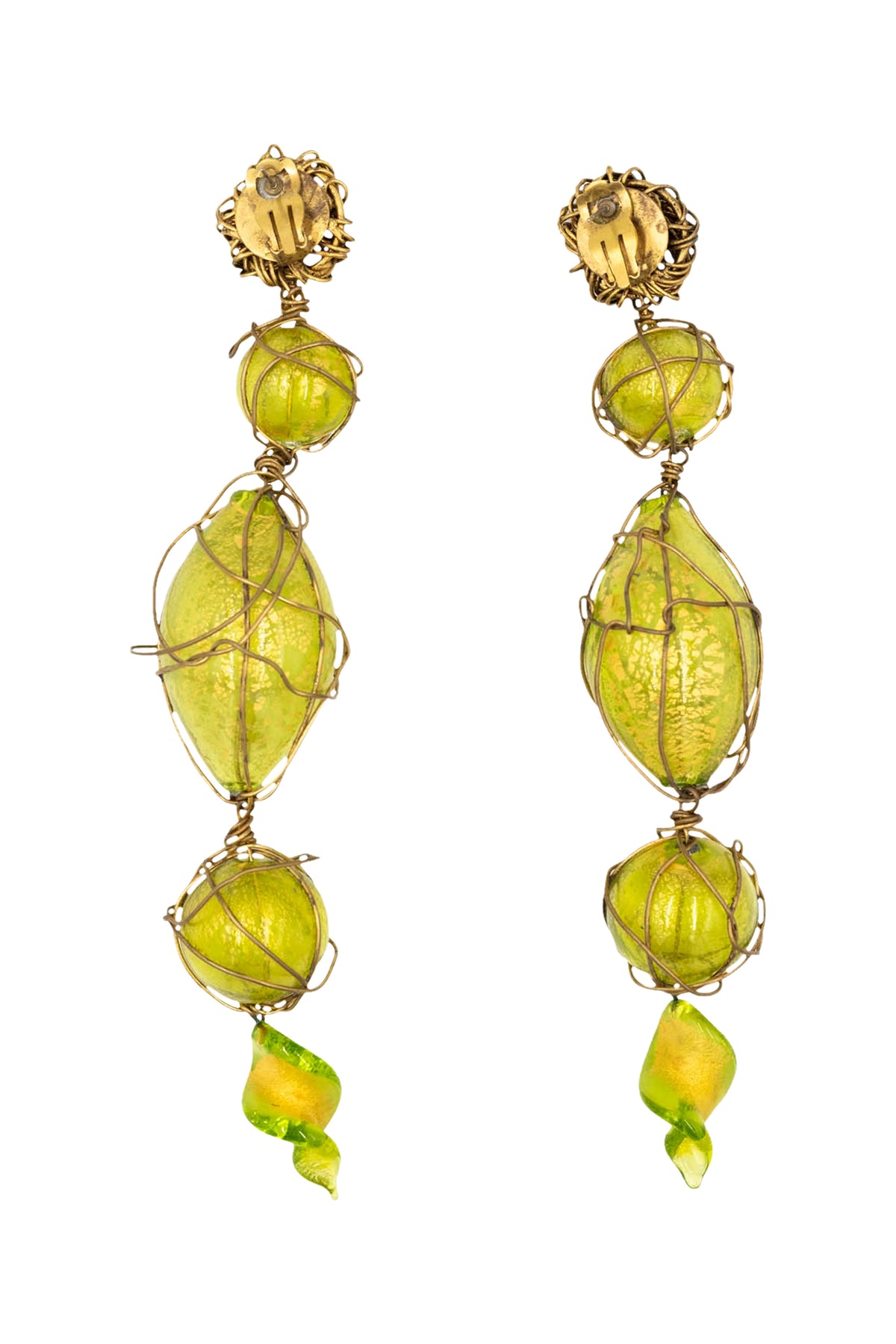 Vintage Green Murano Glass Drop Earrings