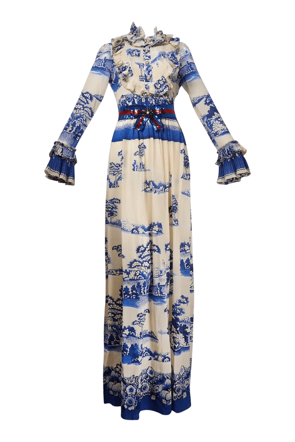 Gucci Blue and White Silk Maxi Dress 2017