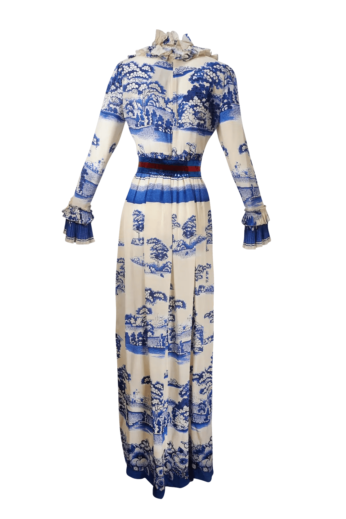 Gucci Blue and White Silk Maxi Dress 2017