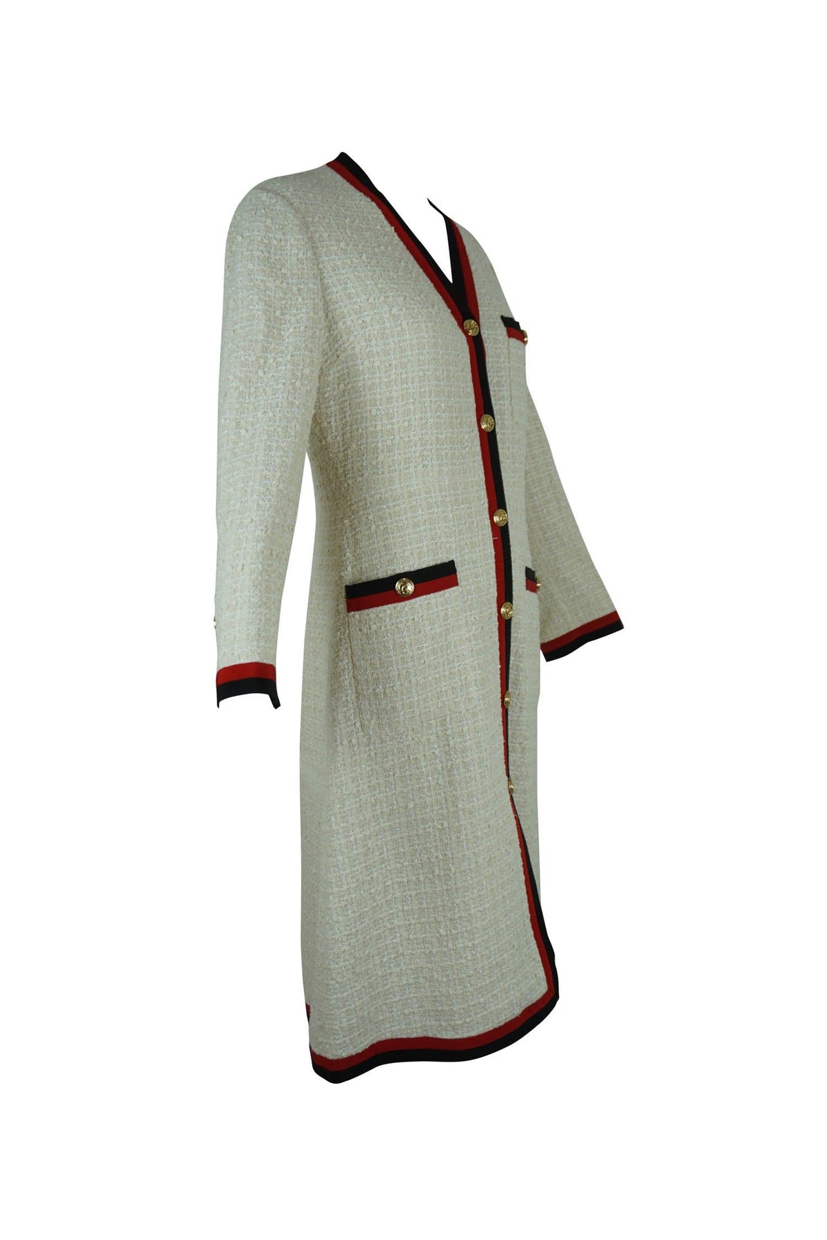 Gucci Cream Tweed Red Black Web Coat