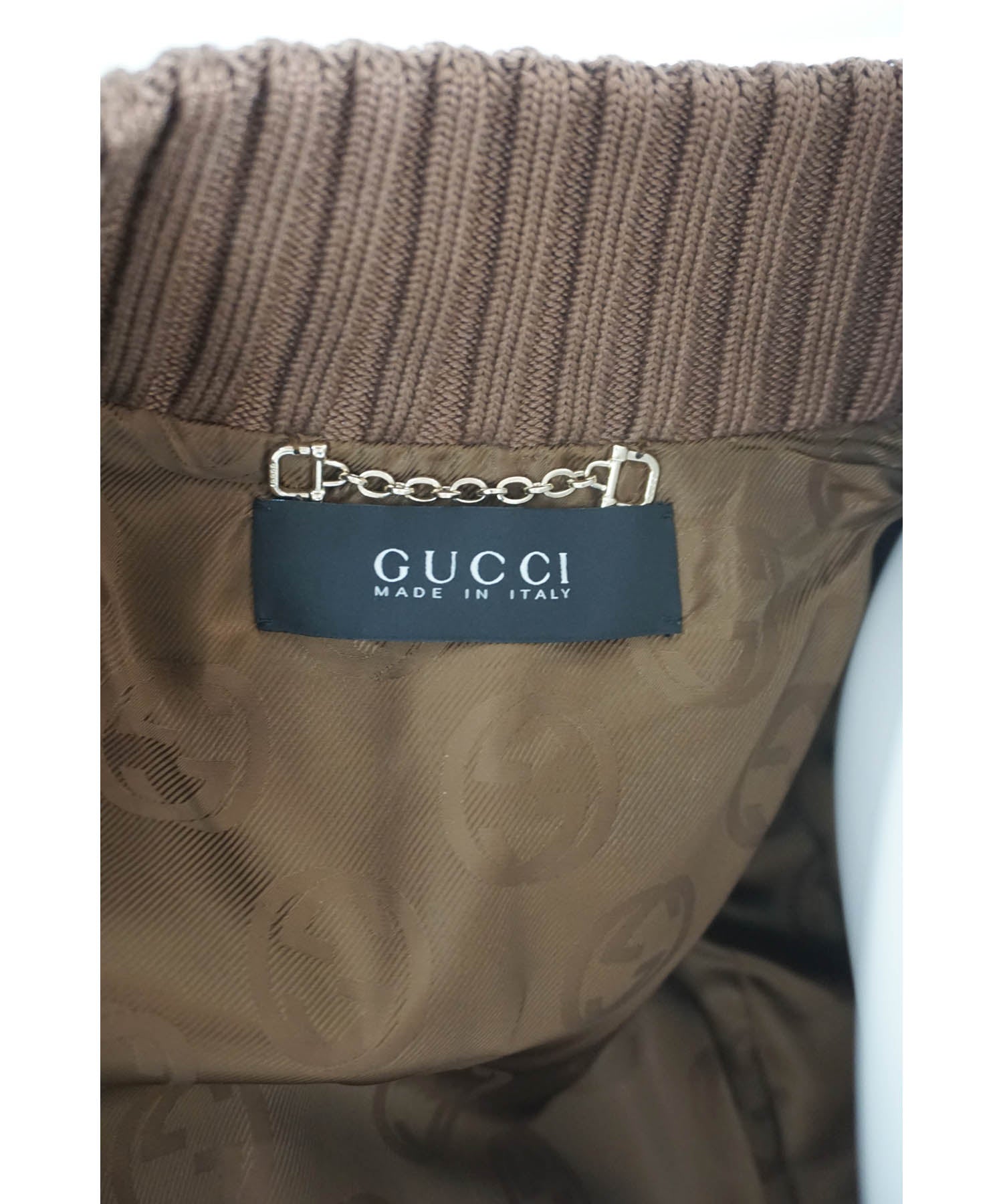 Gucci Cropped Leather Bomber Jacket Sz 42/6