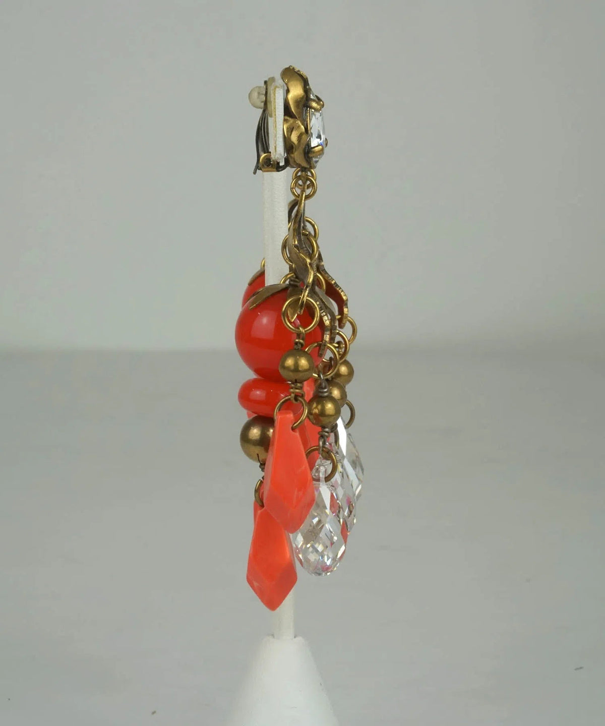 Gucci Crystal &amp; Coral Bead Chandelier Earrings