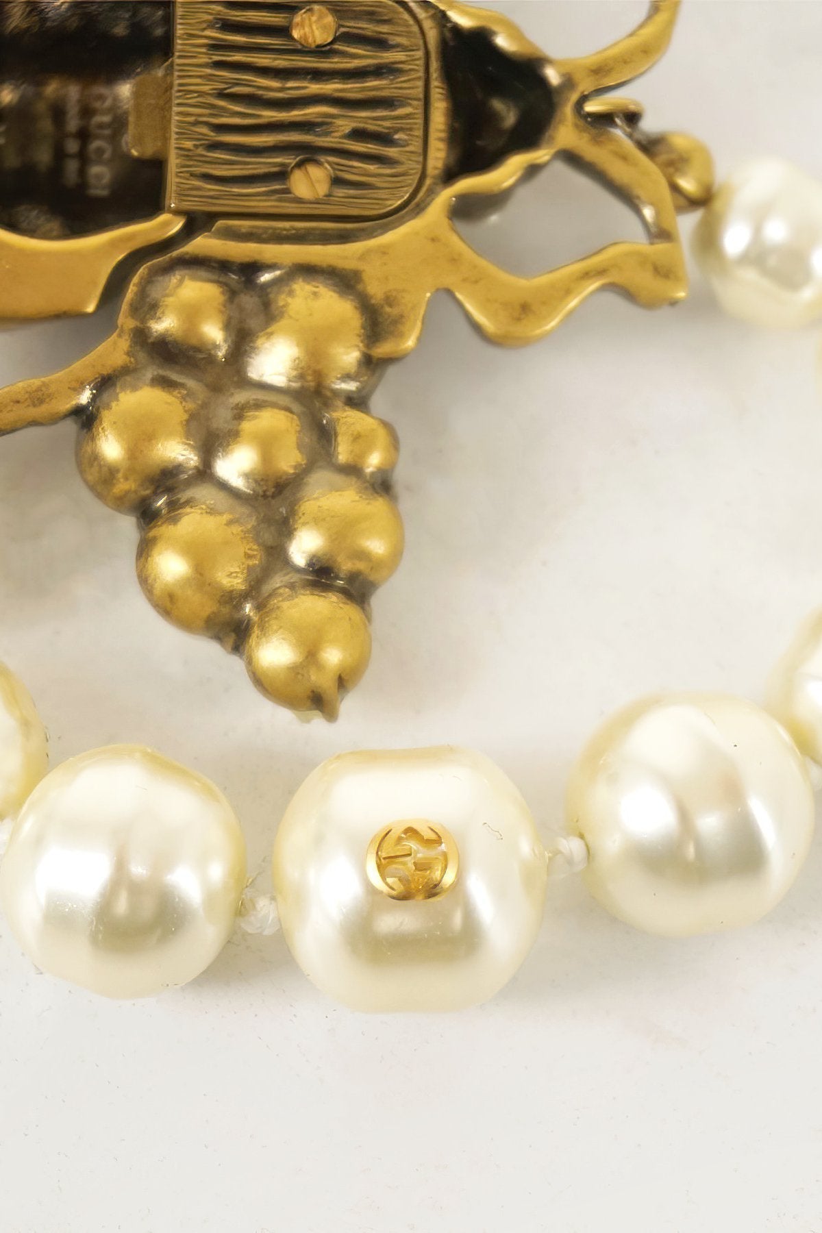 Gucci Faux Pearl & Crystal Bee Bracelet - Foxy Couture Carmel