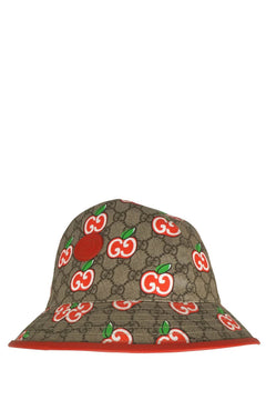 NWT Gucci GG Supreme Apple Print Bucket Hat In Red Size XL Gucci Apple Print GG Bucket Hat Fedora Pomme Size XS (55cm  main image 2
