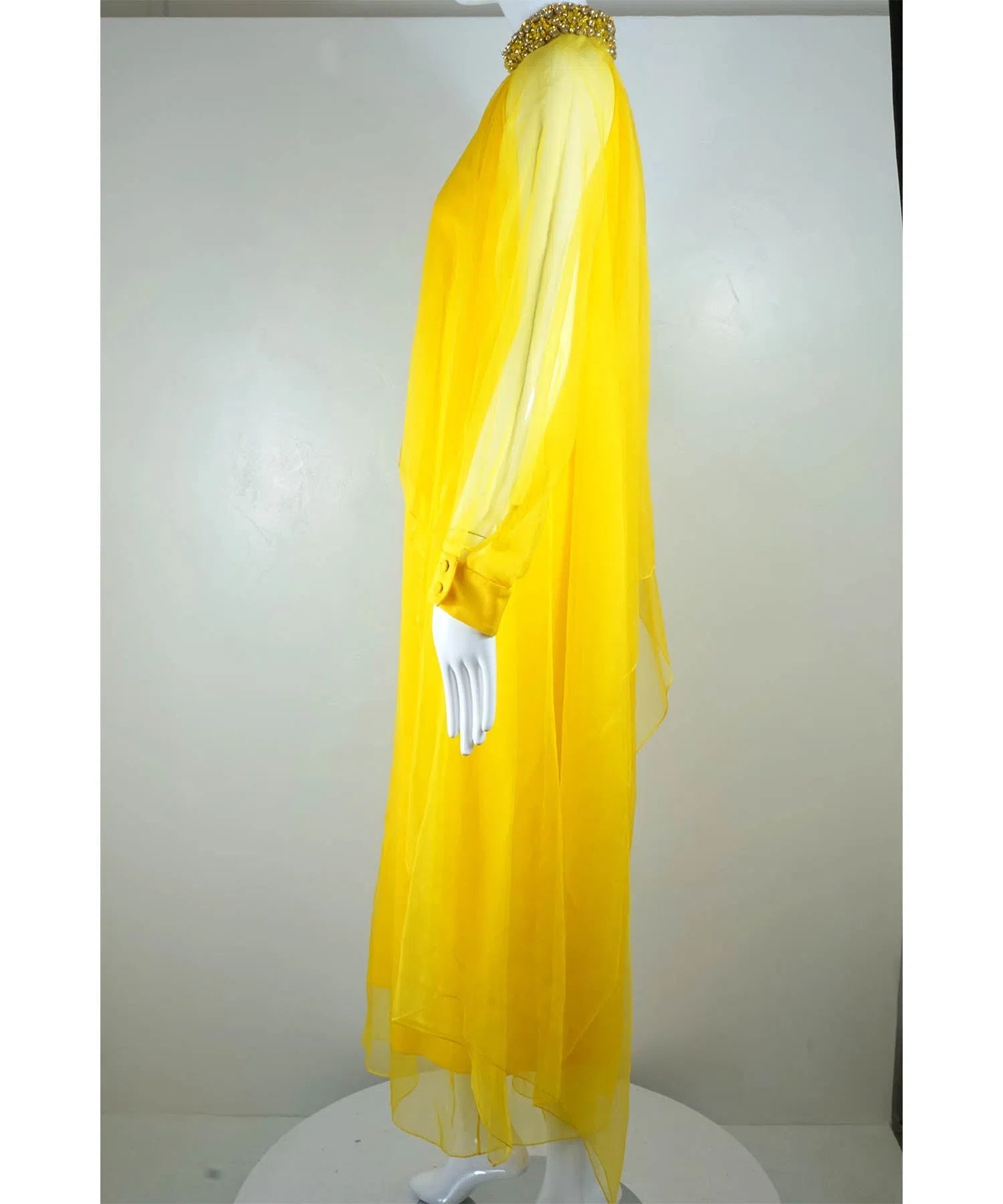 Gucci Jeweled Collar Silk Chiffon Layered Gown - Foxy Couture Carmel Gucci Jeweled Collar Silk Chiffon Layered Gown - Foxy Couture Carmel
