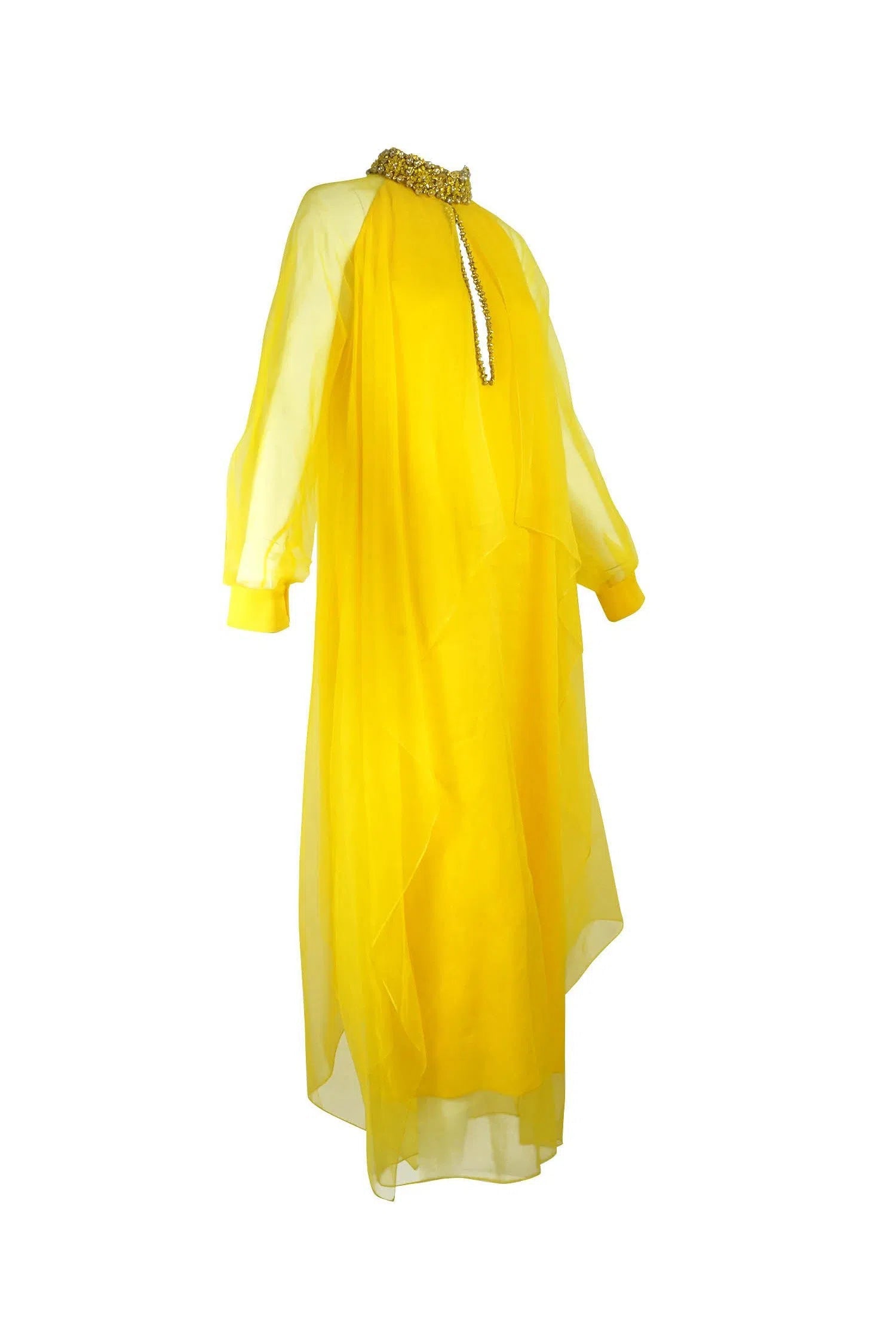 Gucci Jeweled Collar Silk Chiffon Layered Gown - Foxy Gucci Jeweled Collar Silk Chiffon Layered Gown - Foxy