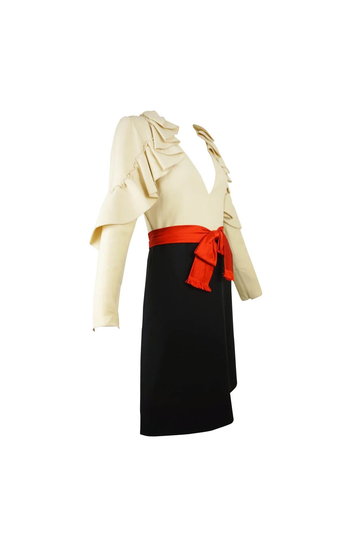 Gucci Long Sleeve Ruffle Dress w/Bow Belt