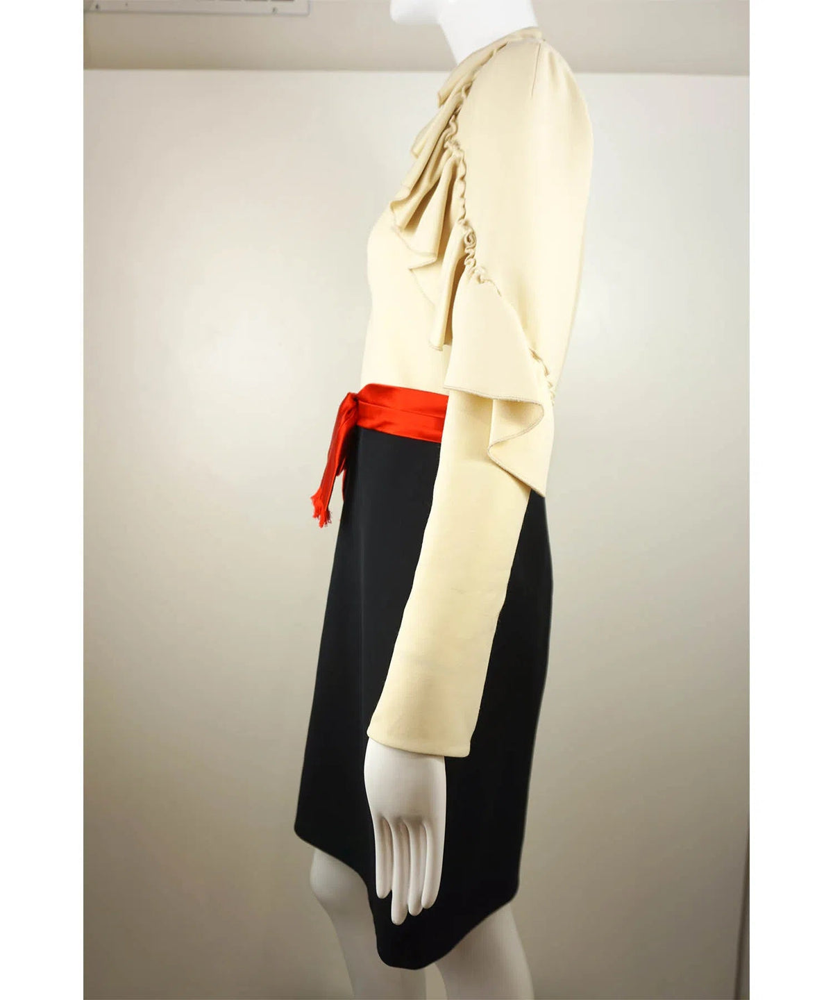 Gucci Long Sleeve Ruffle Dress w/Bow Belt