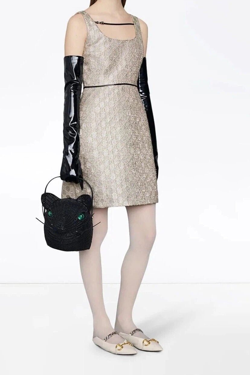 Gucci Silver Metallic GG Printed Dress - Foxy Couture Carmel