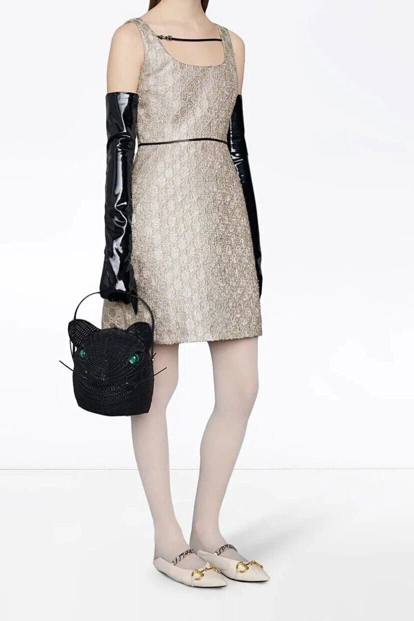 Gucci Silver Metallic GG Printed Dress