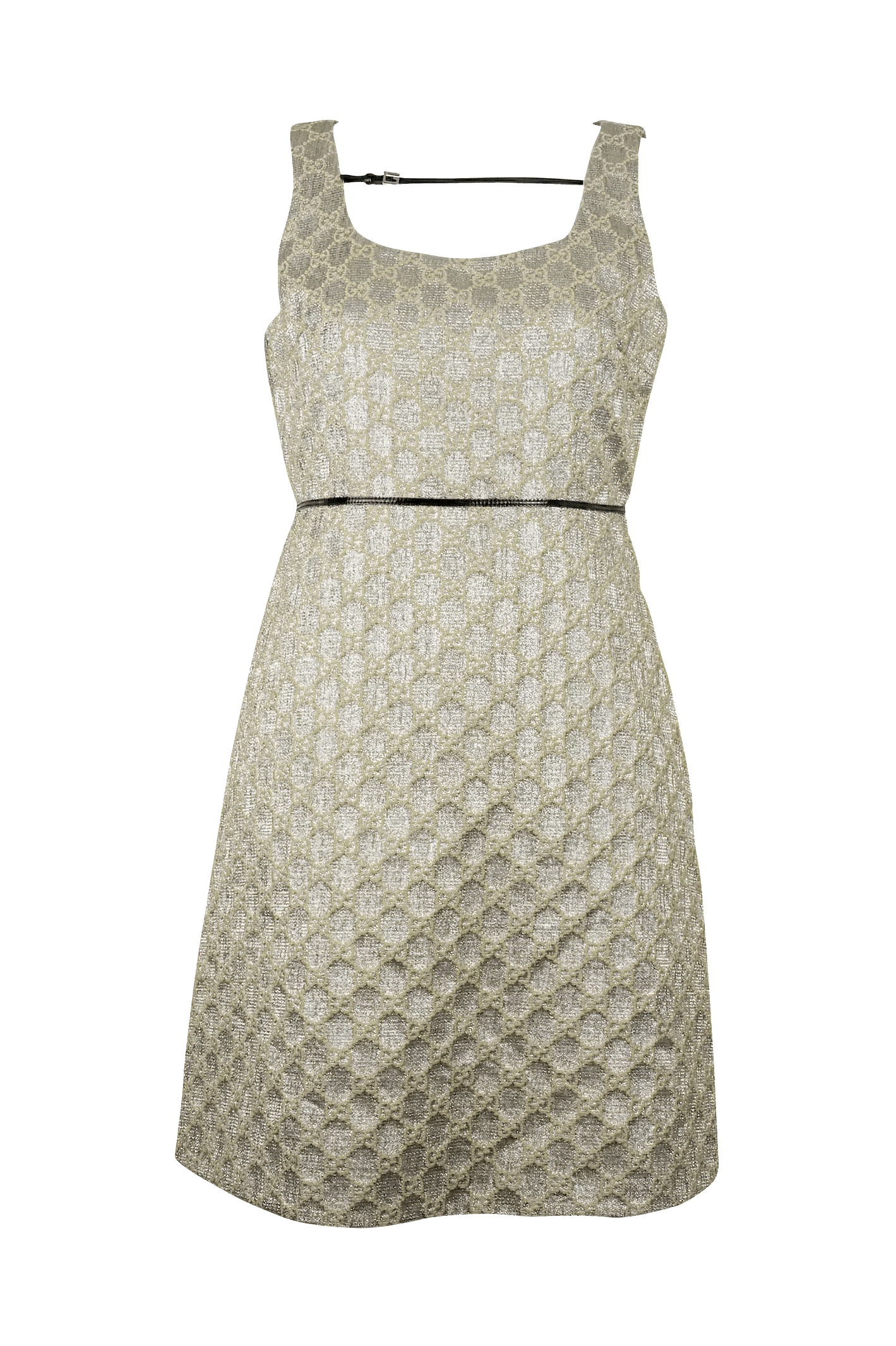 Gucci Silver Metallic GG Printed Dress - Foxy Couture Carmel