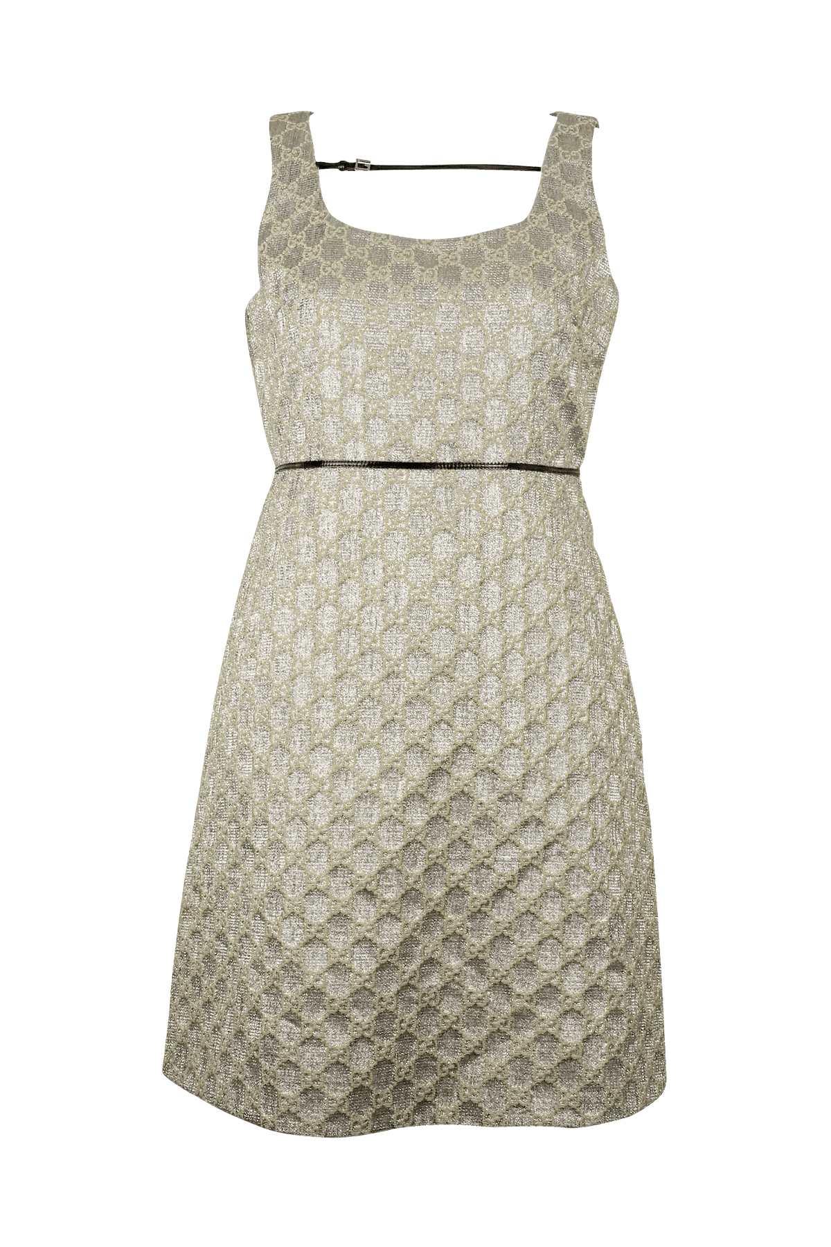 Gucci Silver Metallic GG Printed Dress