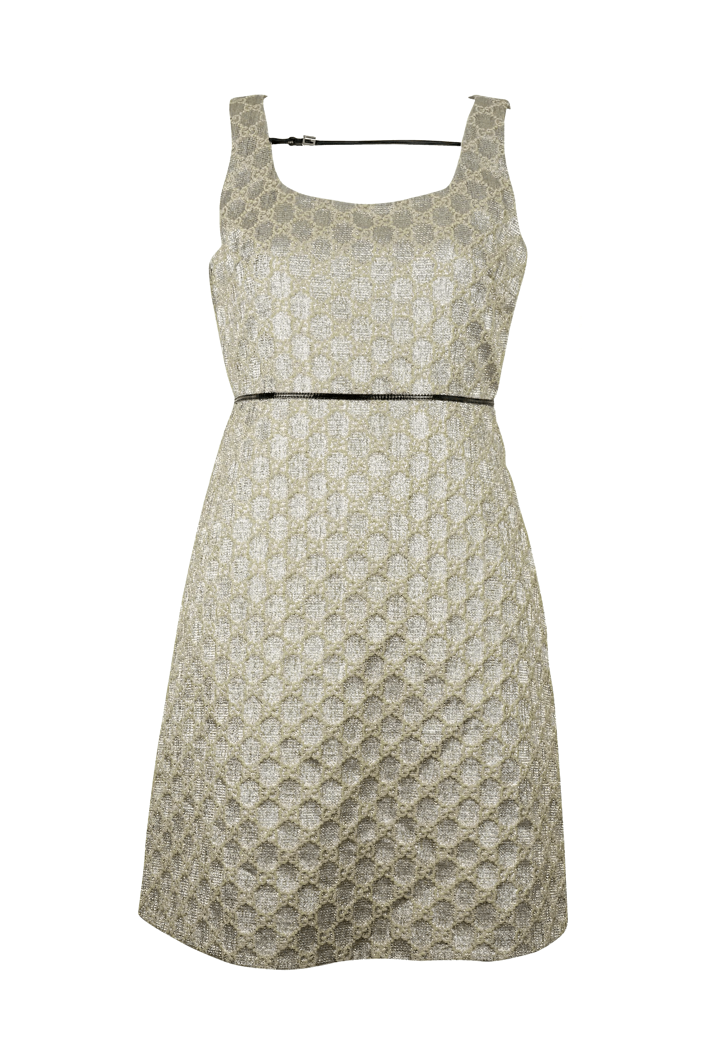 Gucci Silver Metallic GG Printed Dress - Foxy Couture Carmel Gucci Silver Metallic GG Printed Dress - Foxy Couture Carmel