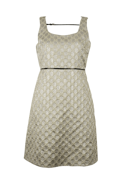 Gucci Silver Metallic GG Printed Dress - Foxy Couture Carmel
