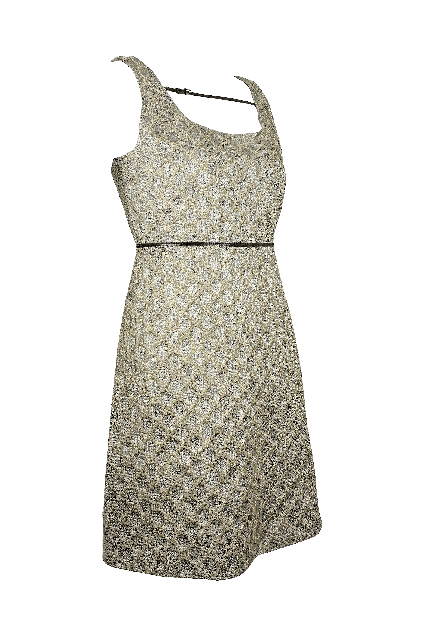 Gucci Silver Metallic GG Printed Dress