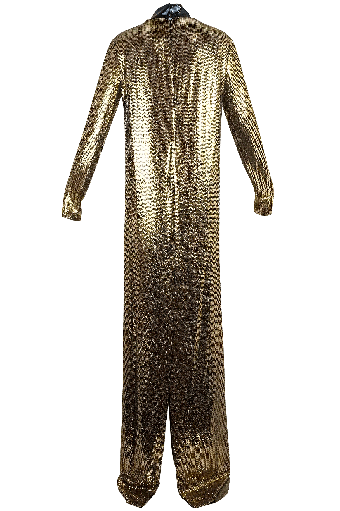 Gucci Snakeskin Pattern Laminated Gold Gown w/Patent Leather Choker