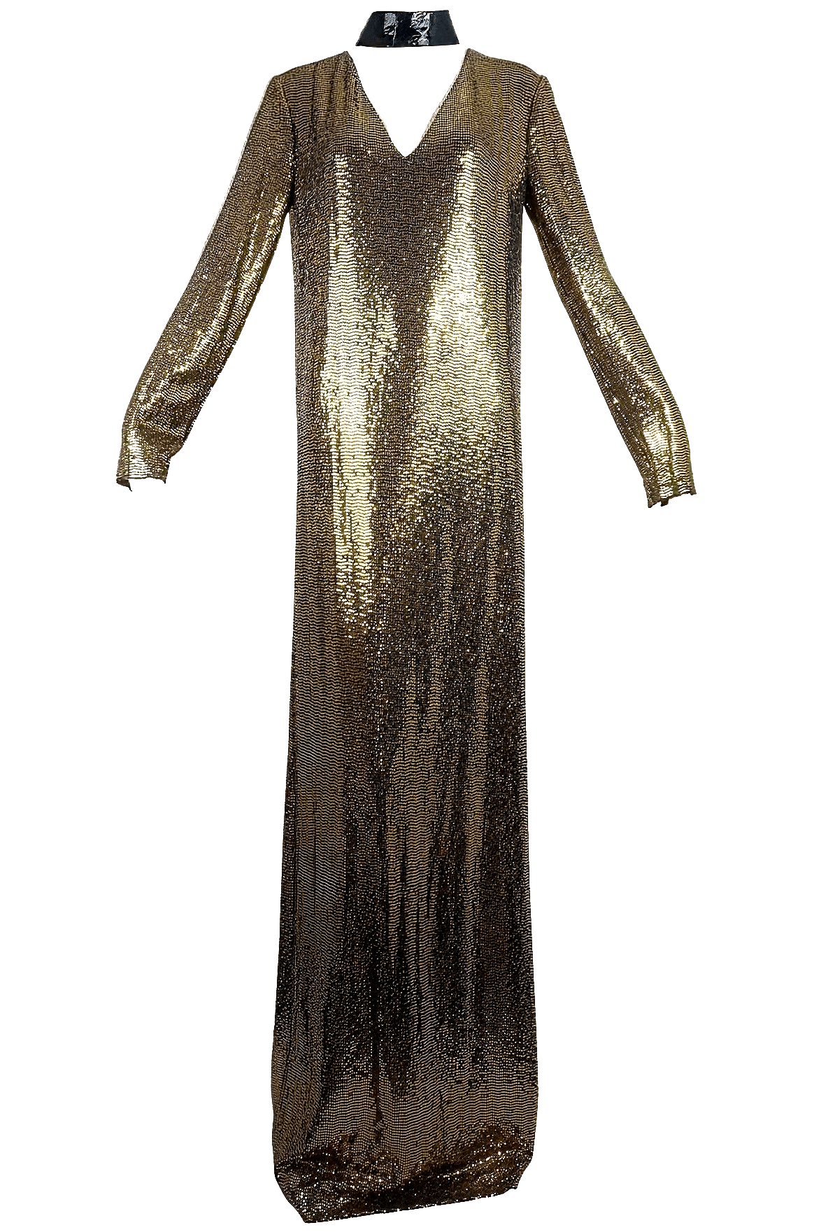 Gucci Snakeskin Pattern Laminated Gold Gown w/Patent Leather Choker - Foxy Couture Carmel Gucci Snakeskin Pattern Laminated Gold Gown w/Patent Leather Choker - Foxy Couture Carmel