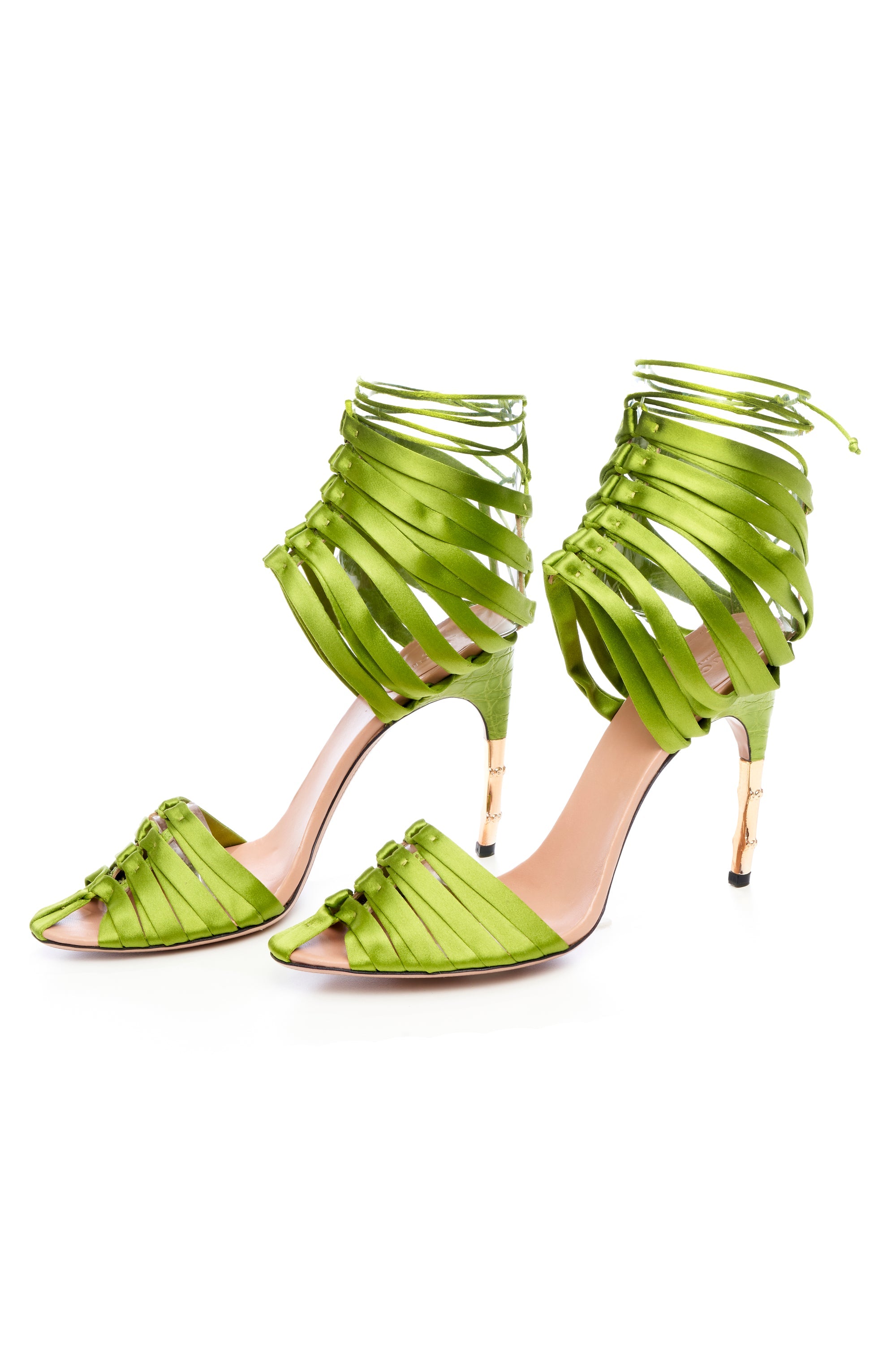 Gucci Tom Ford Green Lace Up Heels