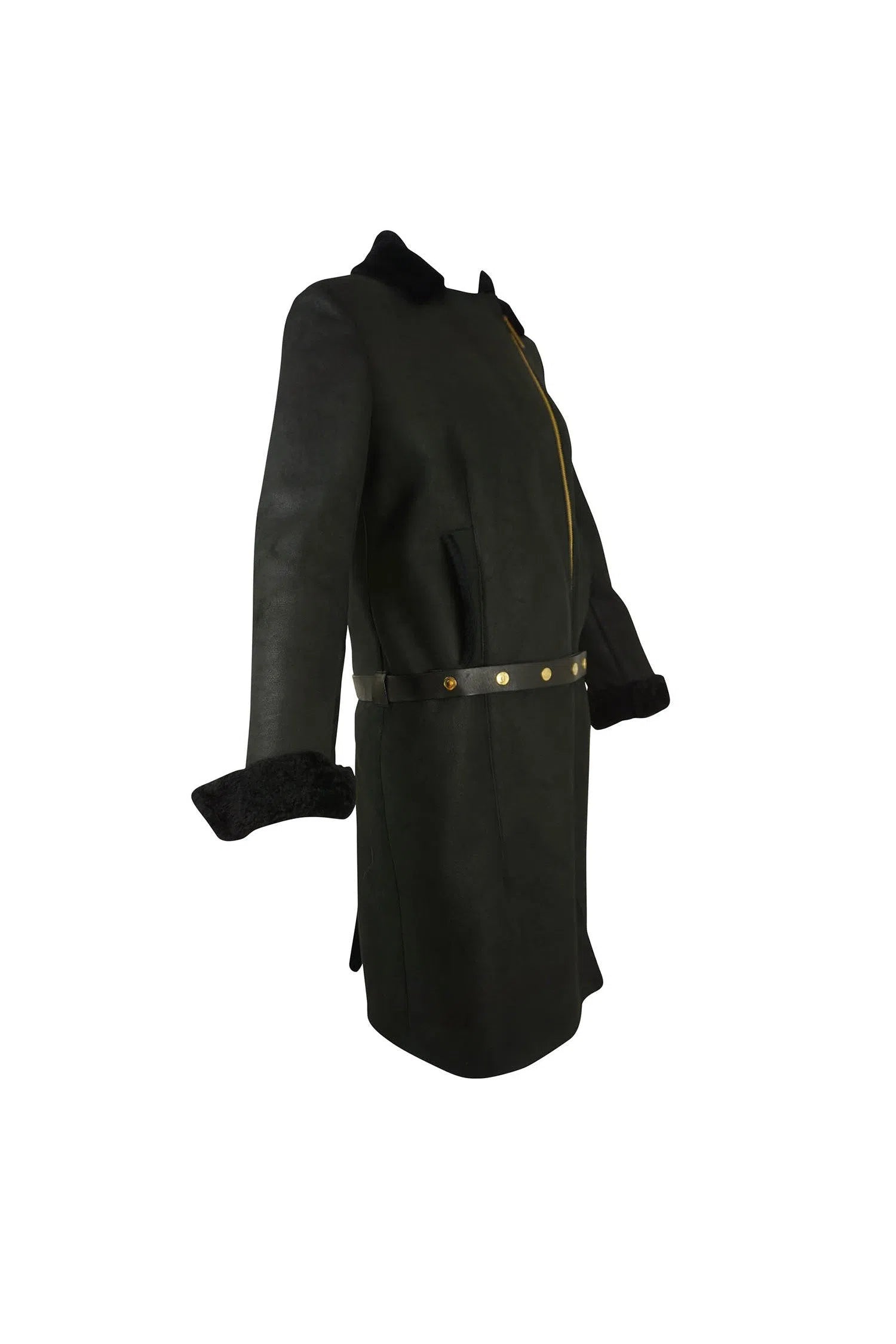 Gucci vintage Tom Ford Belted Shearling Coat 1990's - Foxy Couture Carmel