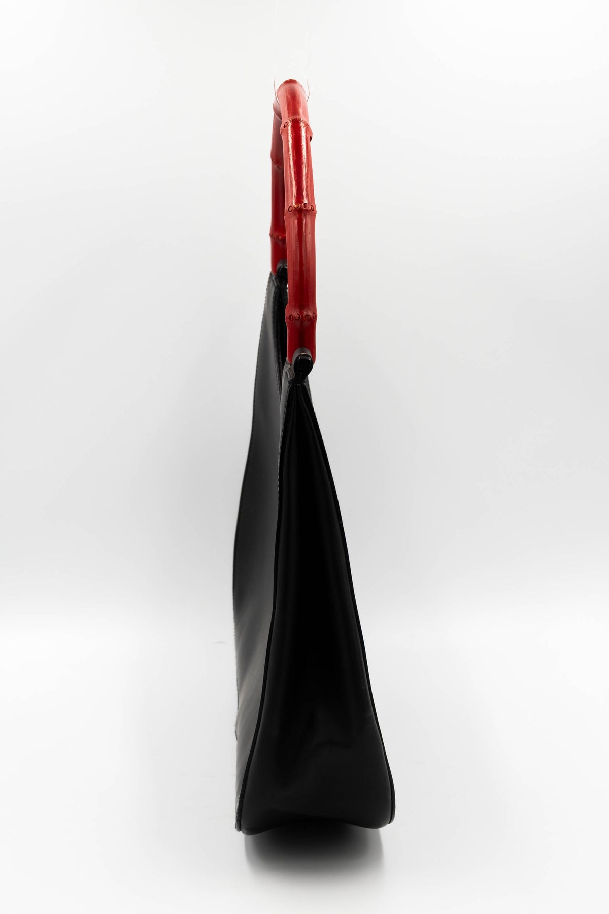 Gucci Black Leather Red Bamboo Handle Shoulder Hobo Bag Purse Tom Ford 1999