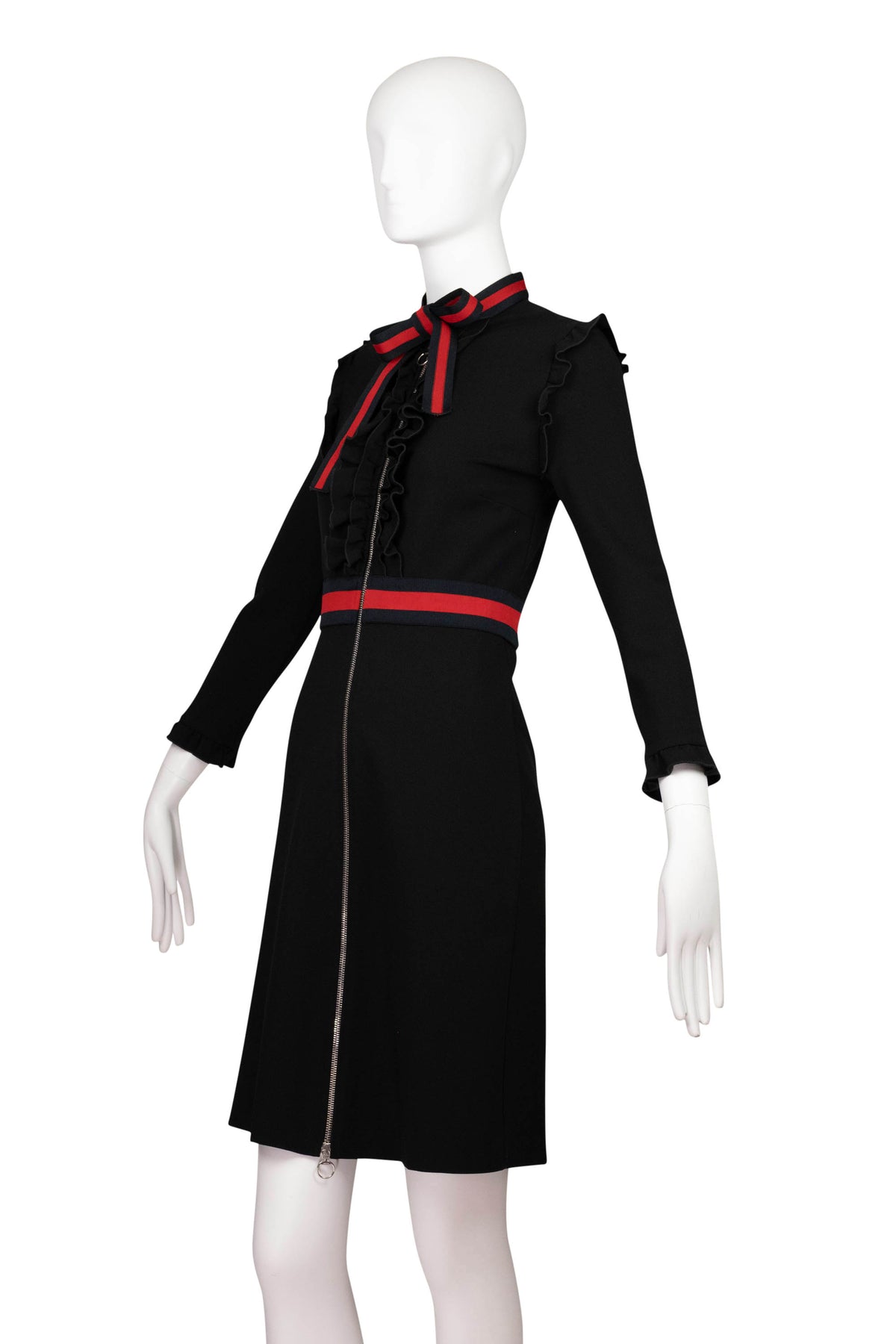 Gucci Red and Blue Long Sleeve Ribbon Dress
