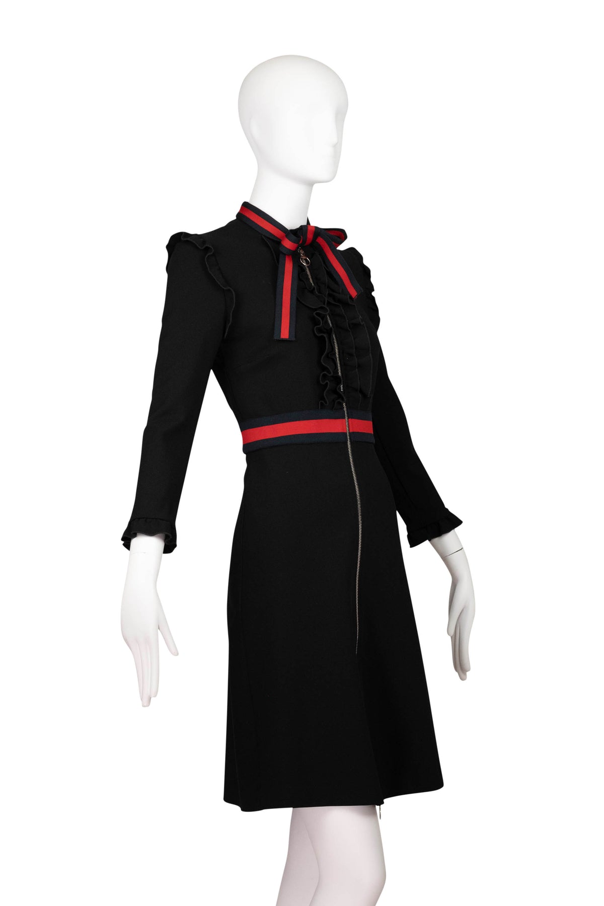 Gucci Red and Blue Long Sleeve Ribbon Dress