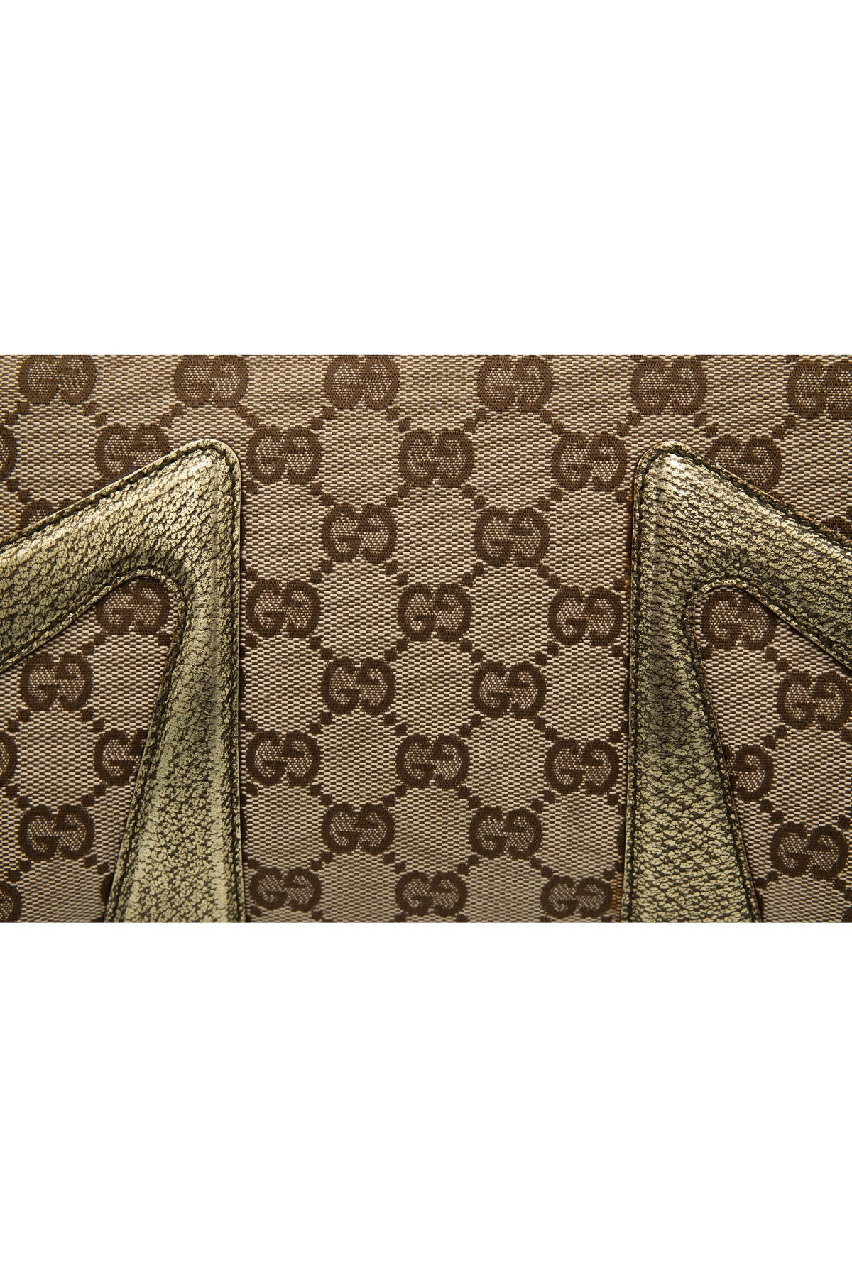 Gucci by tom ford gold and brown supreme pattern dragon shoulder purse