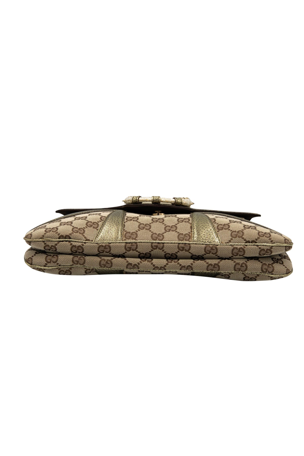 Gucci by tom ford gold and brown supreme pattern dragon shoulder purse