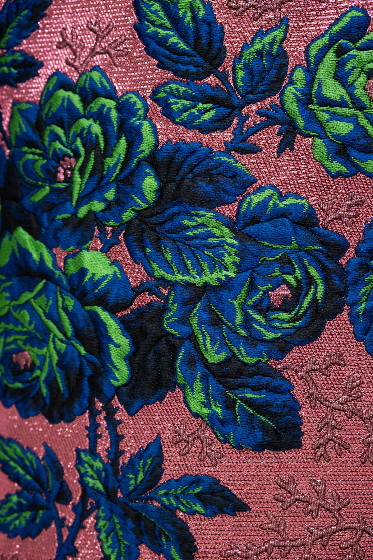 Gucci Pink Brocade Blue/Green Flower Pattern Jacket Alessandro Michel Size 42/6