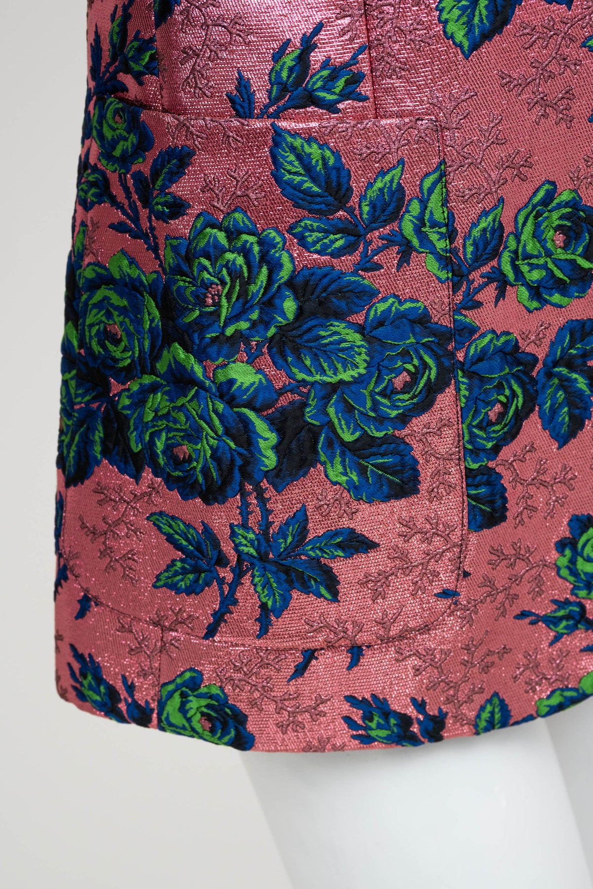 Gucci Pink Brocade Blue/Green Flower Pattern Jacket Alessandro Michel Size 42/6