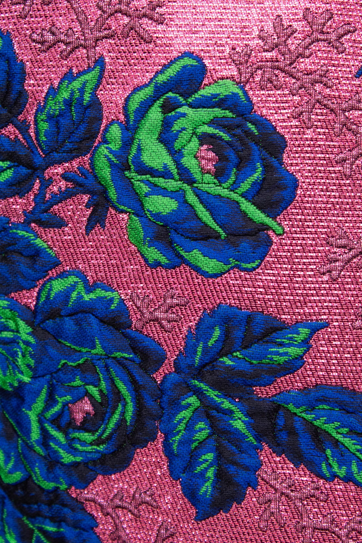 Gucci Pink Brocade Blue/Green Flower Pattern Jacket Alessandro Michel Size 42/6