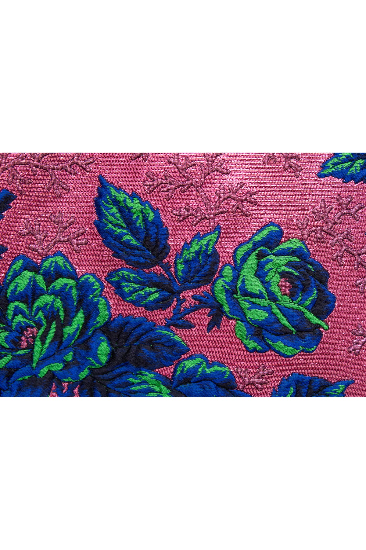 Gucci Pink Brocade Blue/Green Flower Pattern Jacket Alessandro Michel Size 42/6