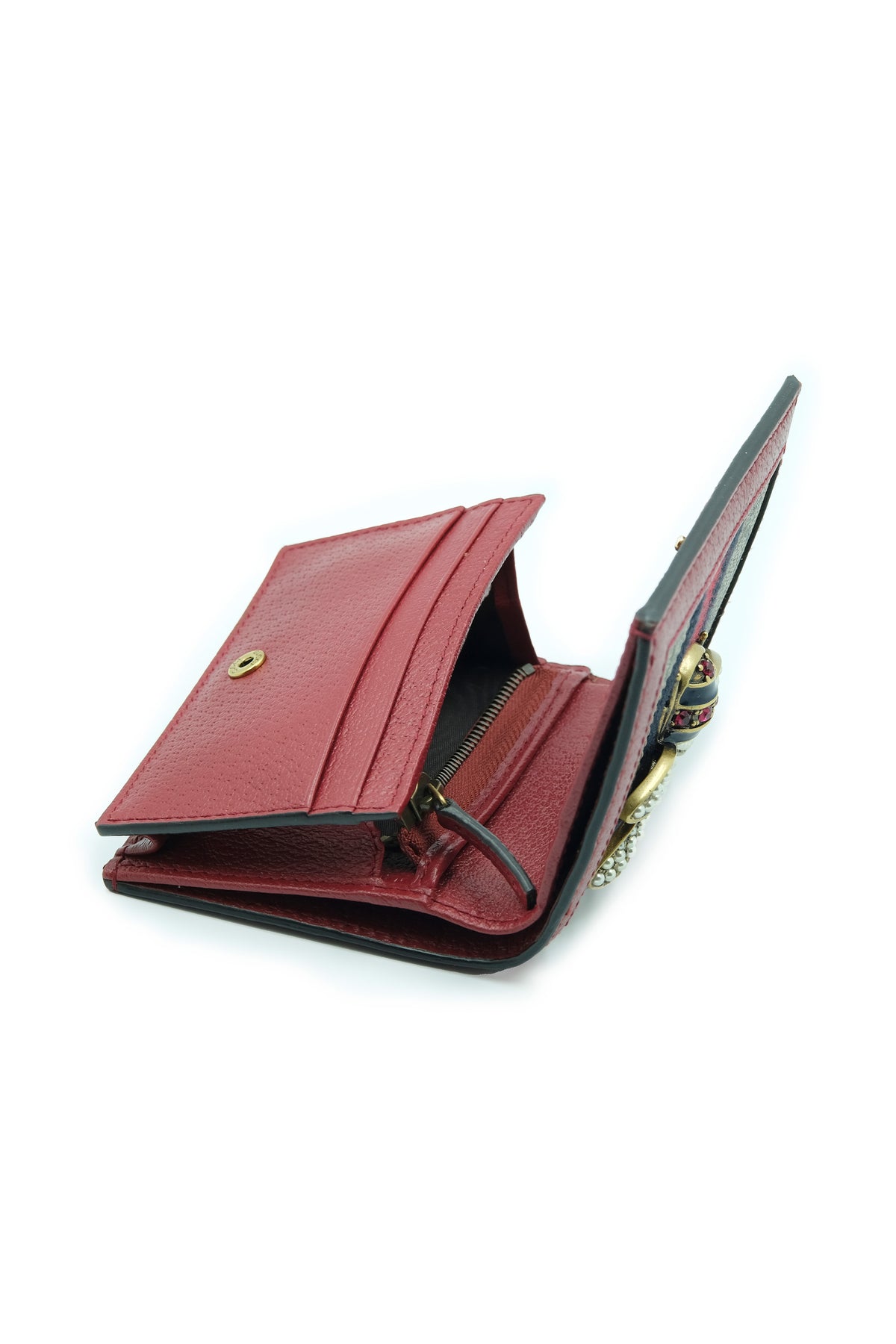 Gucci Red and Blue Queen Bee Supreme Pattern Wallet