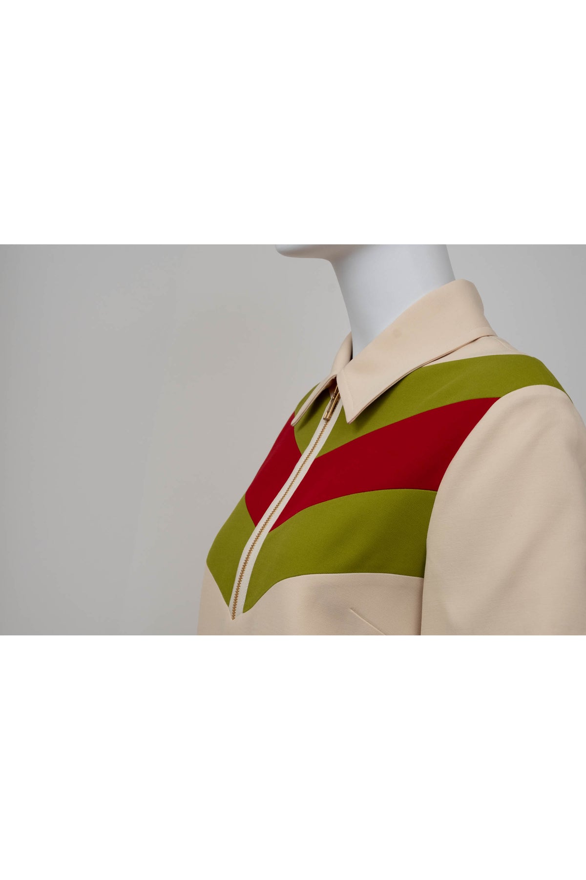 Gucci Gardenia Red and Green 1/2 Zip Polo Mini Dress Size 42/6