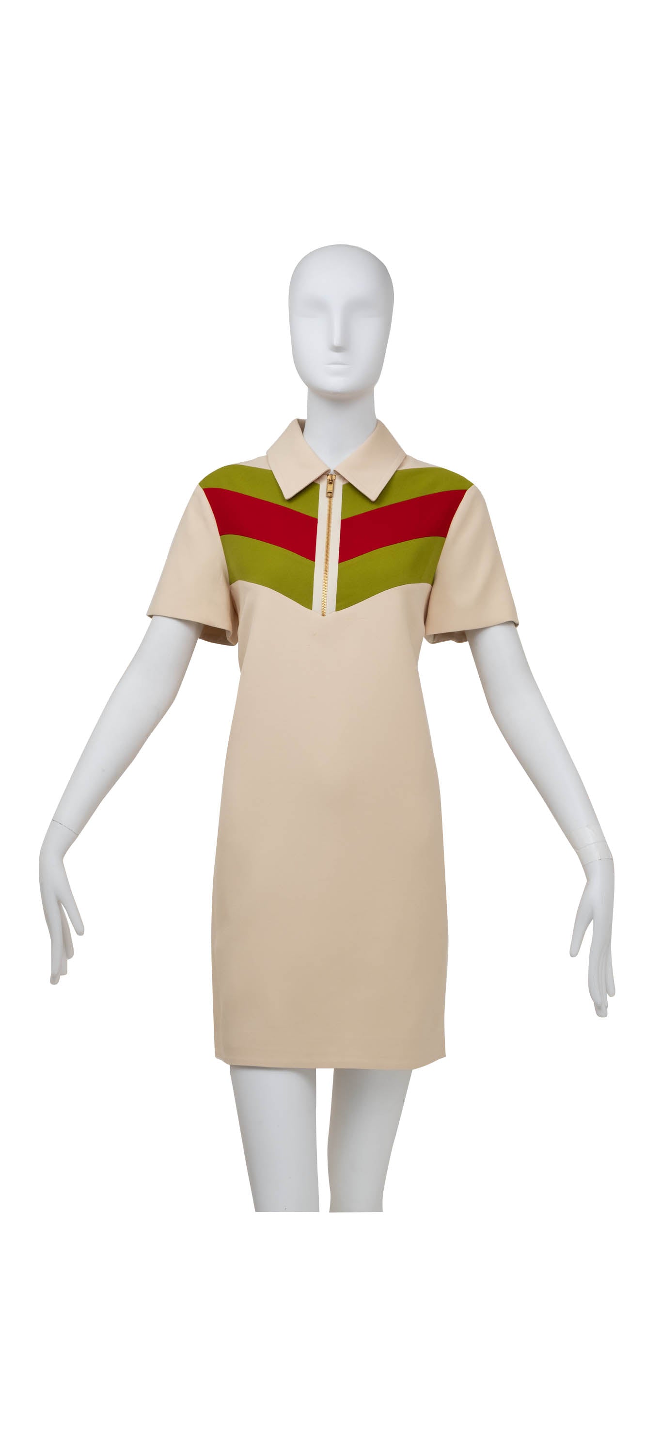 Gucci Gardenia Red and Green 1/2 Zip Polo Mini Dress Size 42/6
