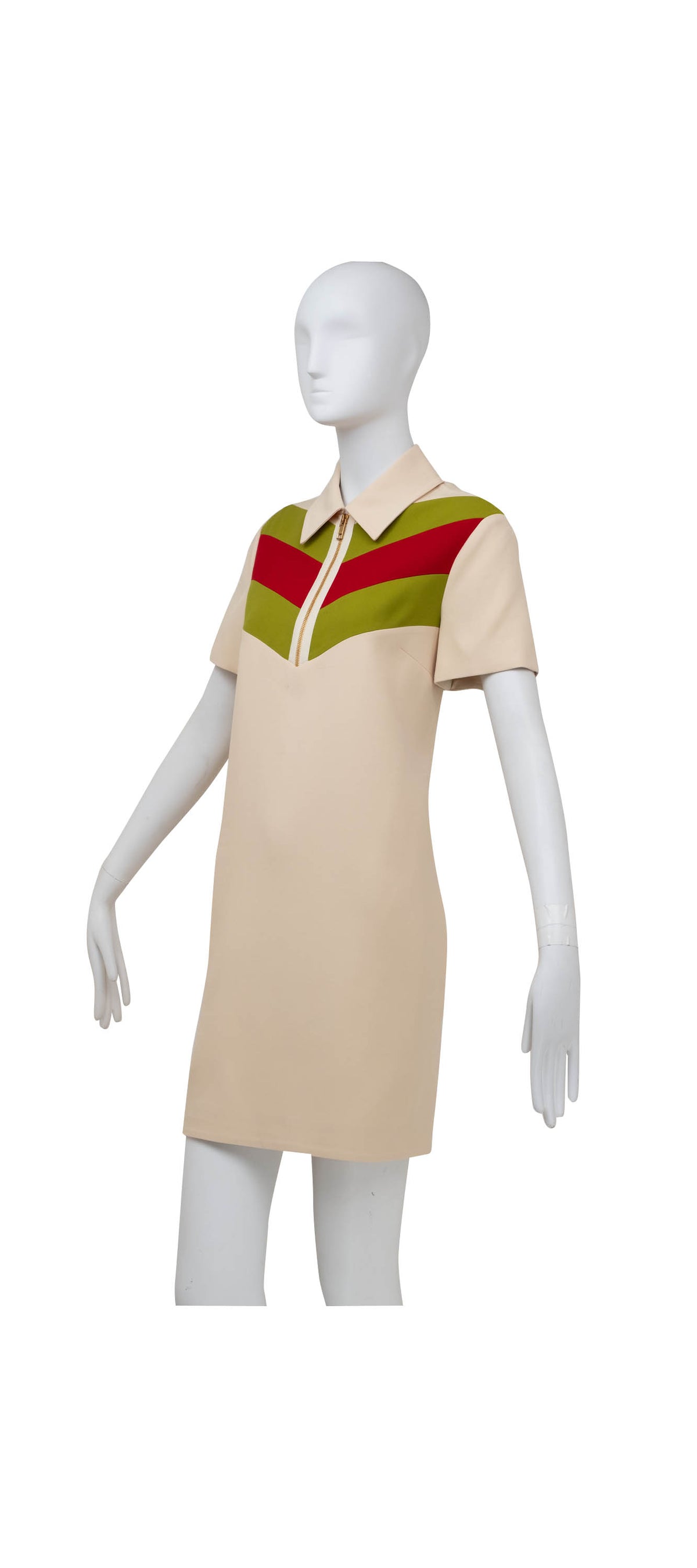 Gucci Gardenia Red and Green 1/2 Zip Polo Mini Dress Size 42/6