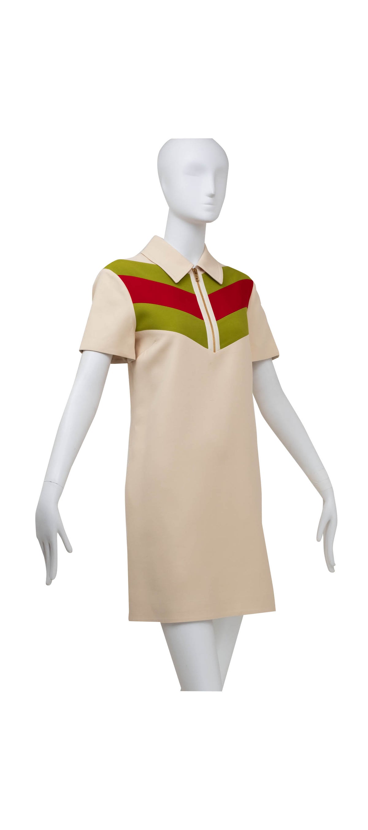Gucci Gardenia Red and Green 1/2 Zip Polo Mini Dress Size 42/6