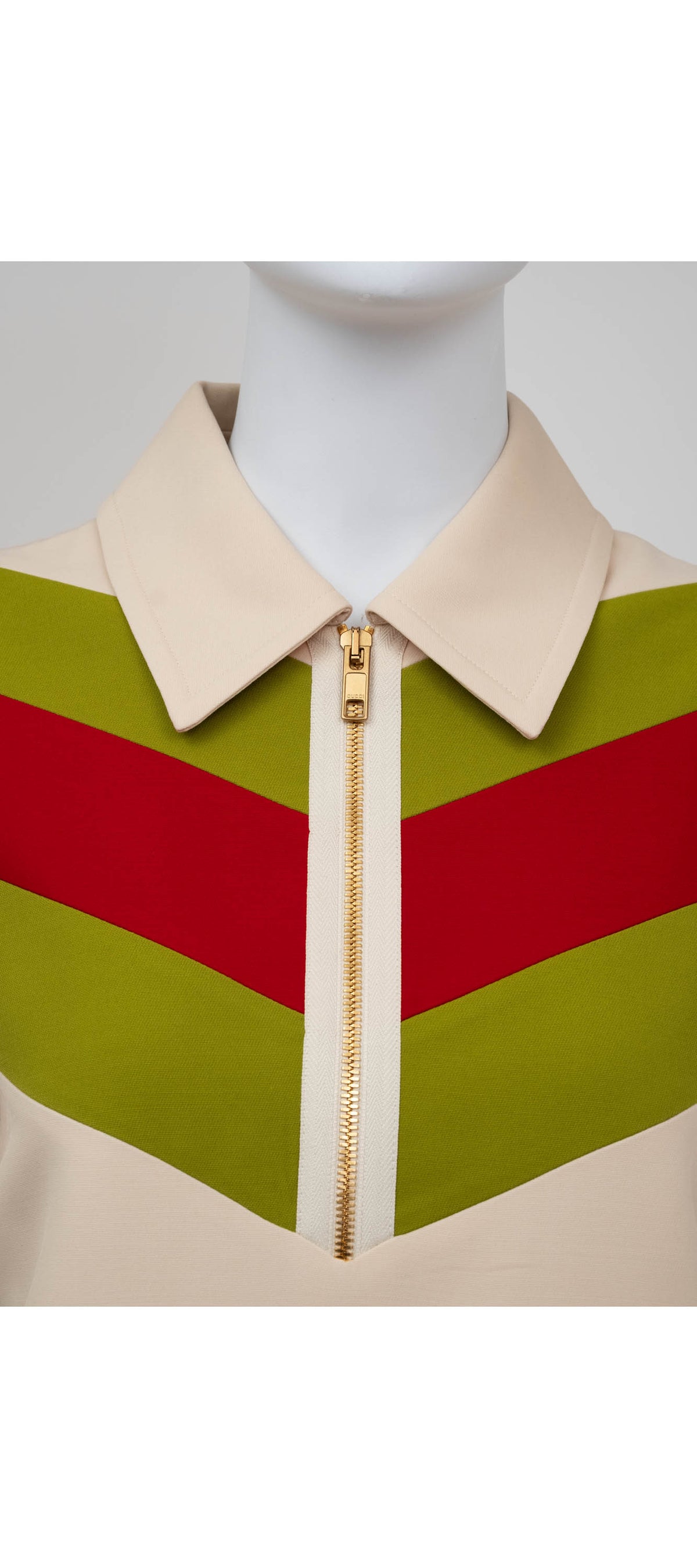 Gucci Gardenia Red and Green 1/2 Zip Polo Mini Dress Size 42/6