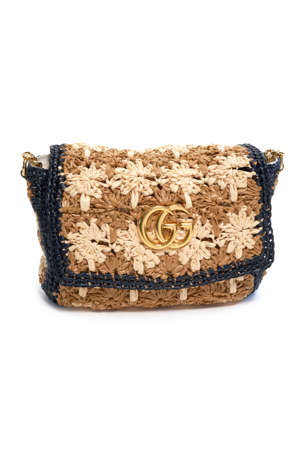 Gucci Raffia Black and Tan Crossbody Purse