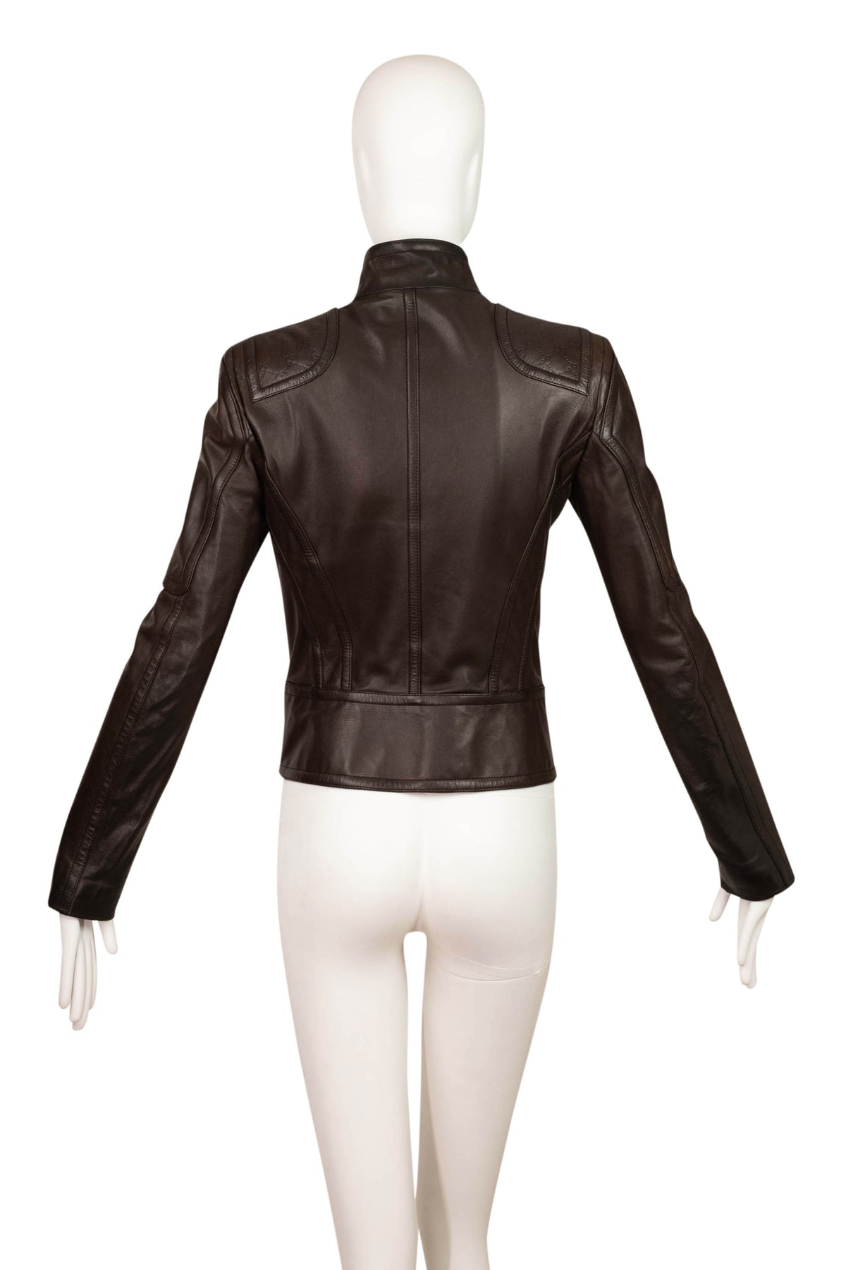 Gucci by Tom Ford Brown Leather Moto Jacket Size 40/4