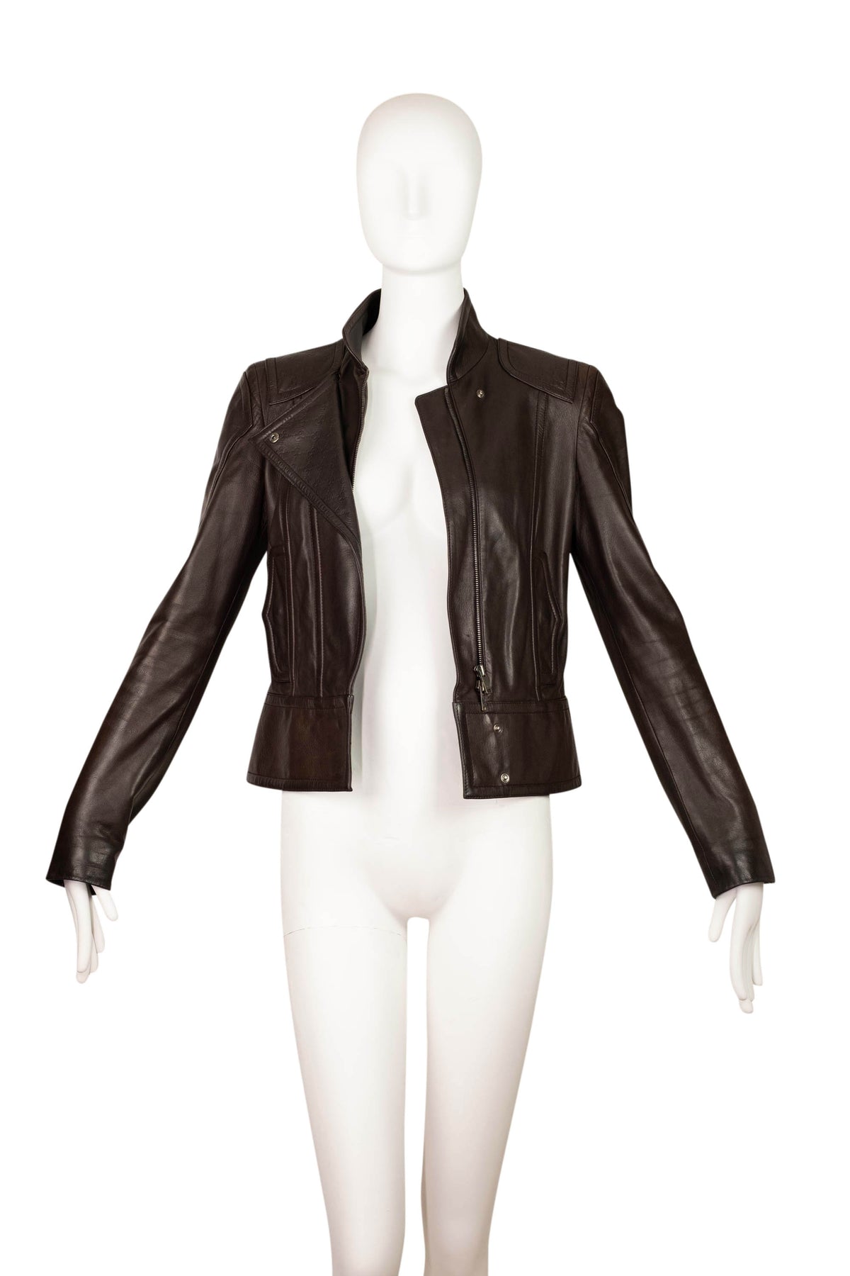 Gucci by Tom Ford Brown Leather Moto Jacket Size 40/4
