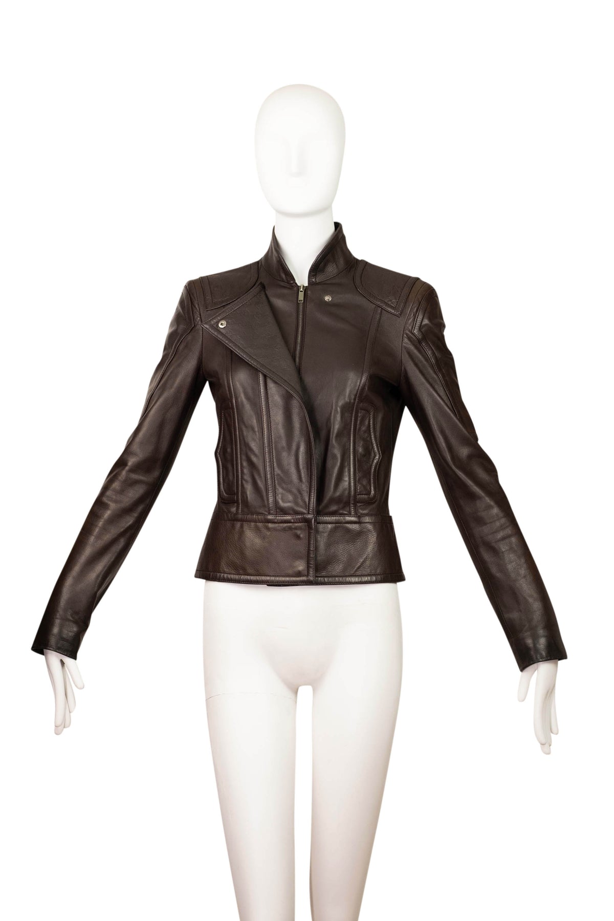 Gucci by Tom Ford Brown Leather Moto Jacket Size 40/4