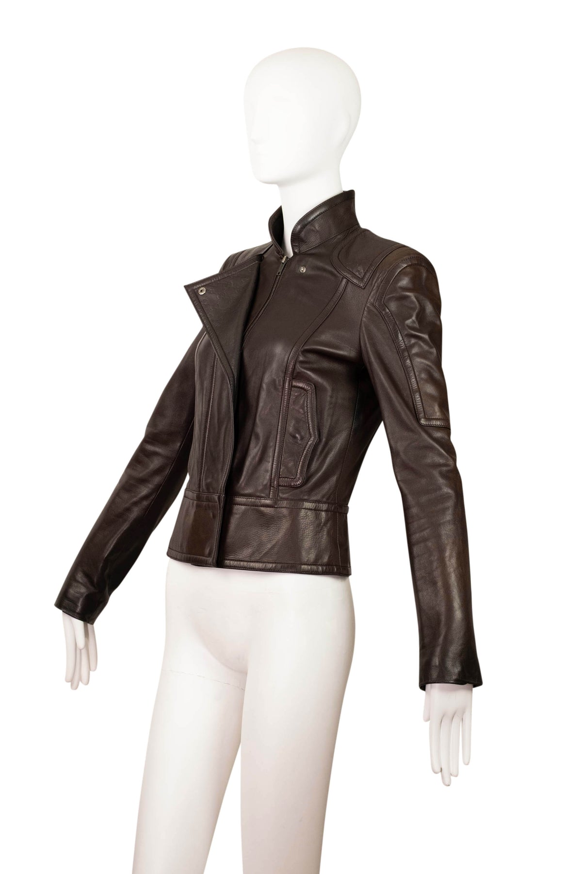 Gucci by Tom Ford Brown Leather Moto Jacket Size 40/4