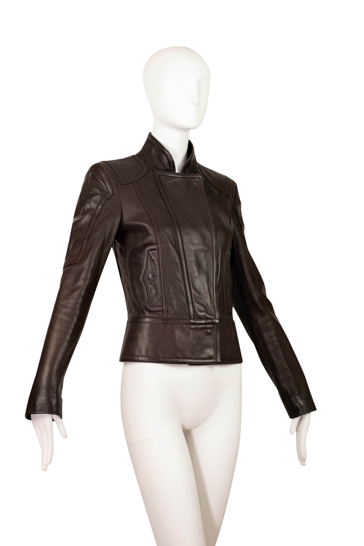 Gucci by Tom Ford Brown Leather Moto Jacket Size 40/4
