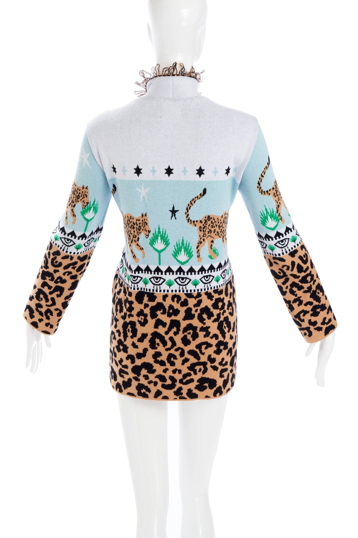 Hayley Menzies Size Small Leopard Mixed Print Belted Cardigan Sweater